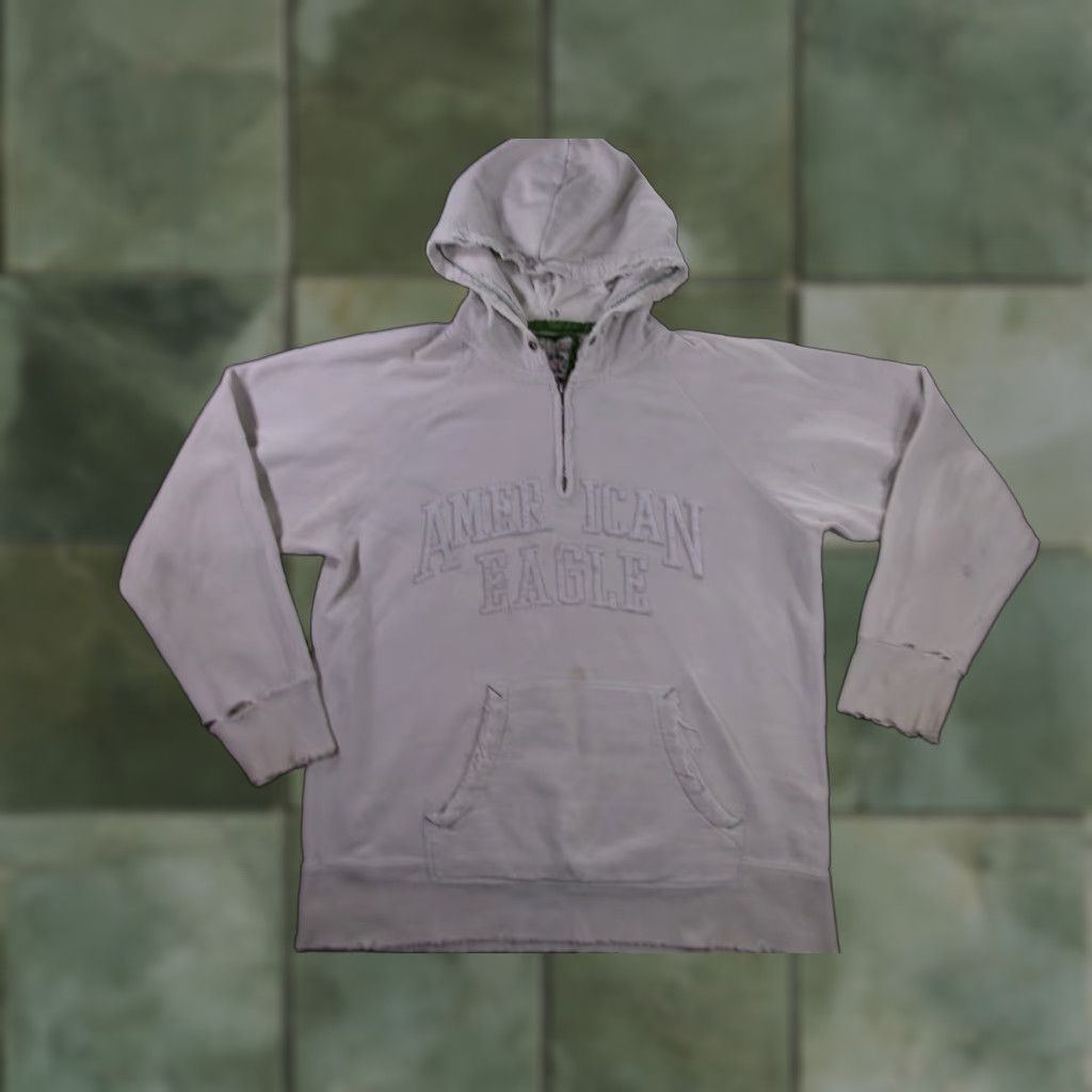 American Eagle Outfitters VINTAGE American Eagle Hoodie Men XL White Quarter Zip Solid Fleece 90s Classic Grunge Size US XL / EU 56 / 4 - 1 Thumbnail