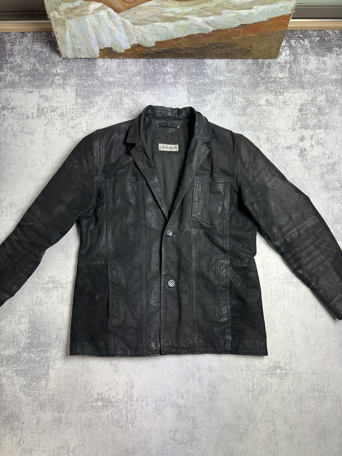 Avant Garde × Leather Jacket × Vintage 90s Clockhouse Distressed ...