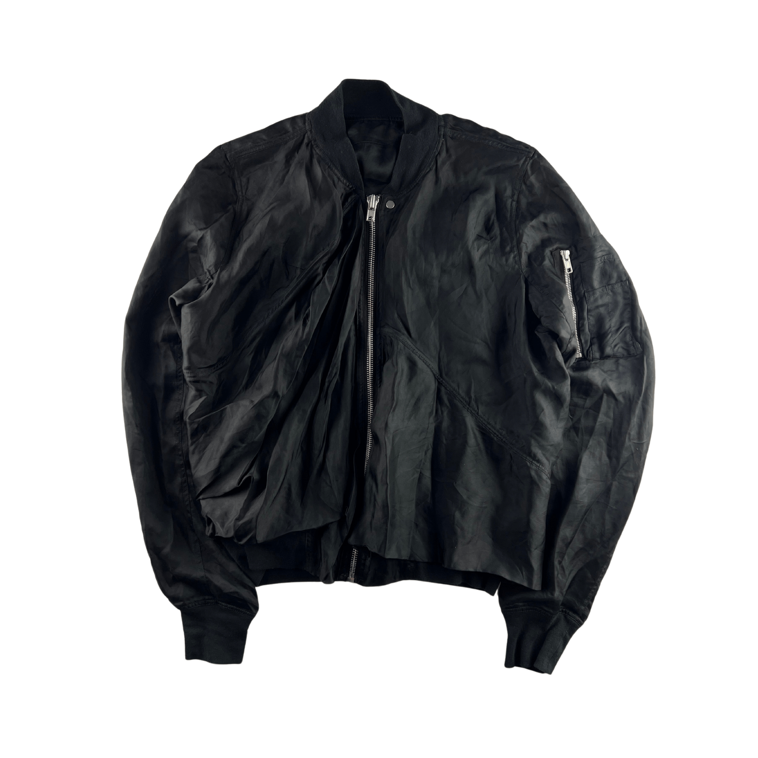 Rick Owens Rick Owens SS16 Black Viscose Bomber Jacket Size US XS / EU 42 / 0 - 2 Thumbnail
