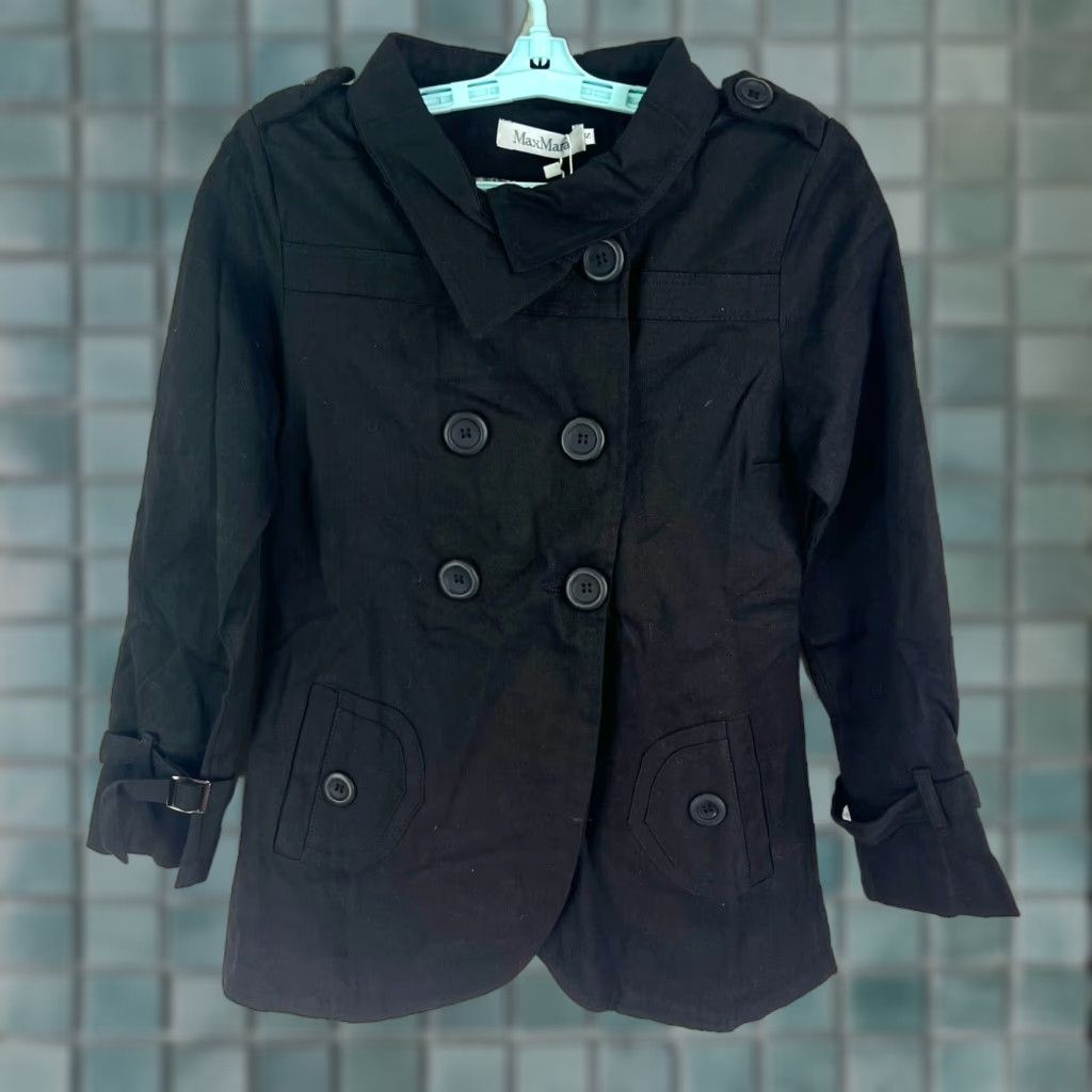 Max Mara Max Mara Double Breasted Short Trench Coat Womens Jr Size L Black Size 36" / US 14 / IT 50 - 1 Thumbnail