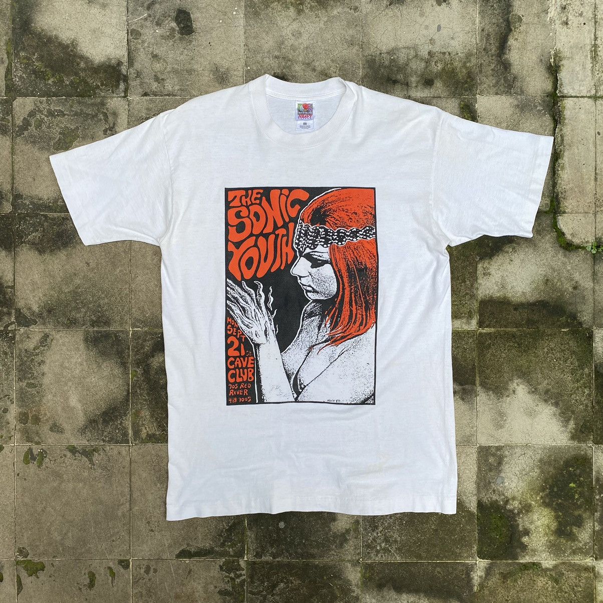 image of Sonic Youth Frank Kozik Tshirt in White, Men's (Size Large)