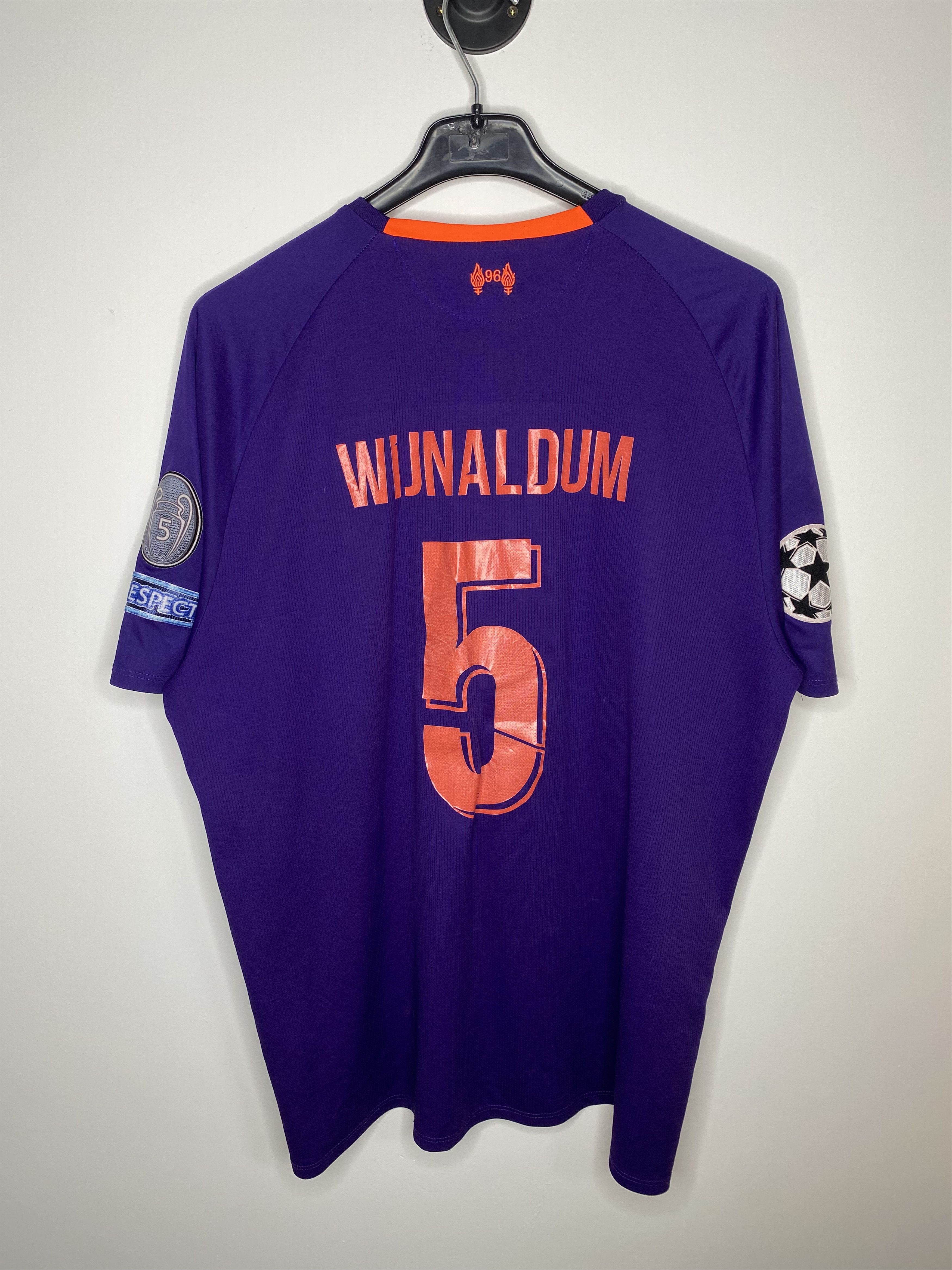 New Balance WIJNALDUM #5 LIVERPOOL 2018 2019 AWAY FOOTBALL SHIRT SOCCER Size US XXL / EU 58 / 5 - 2 Thumbnail