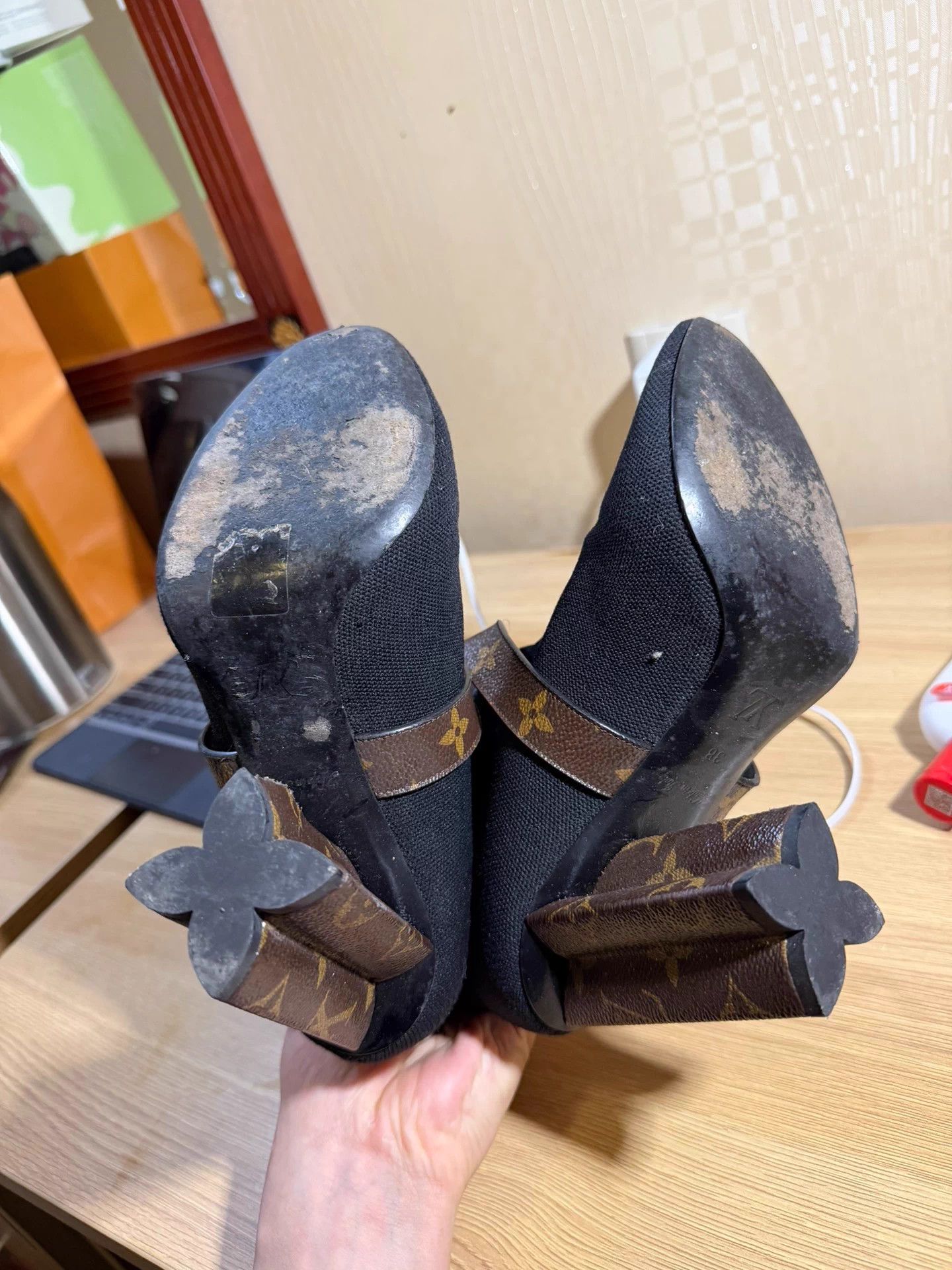 Louis Vuitton LV Monogram Black Knit Ankle Boots Used 38 EU Size US 7 / IT 37 - 4 Thumbnail