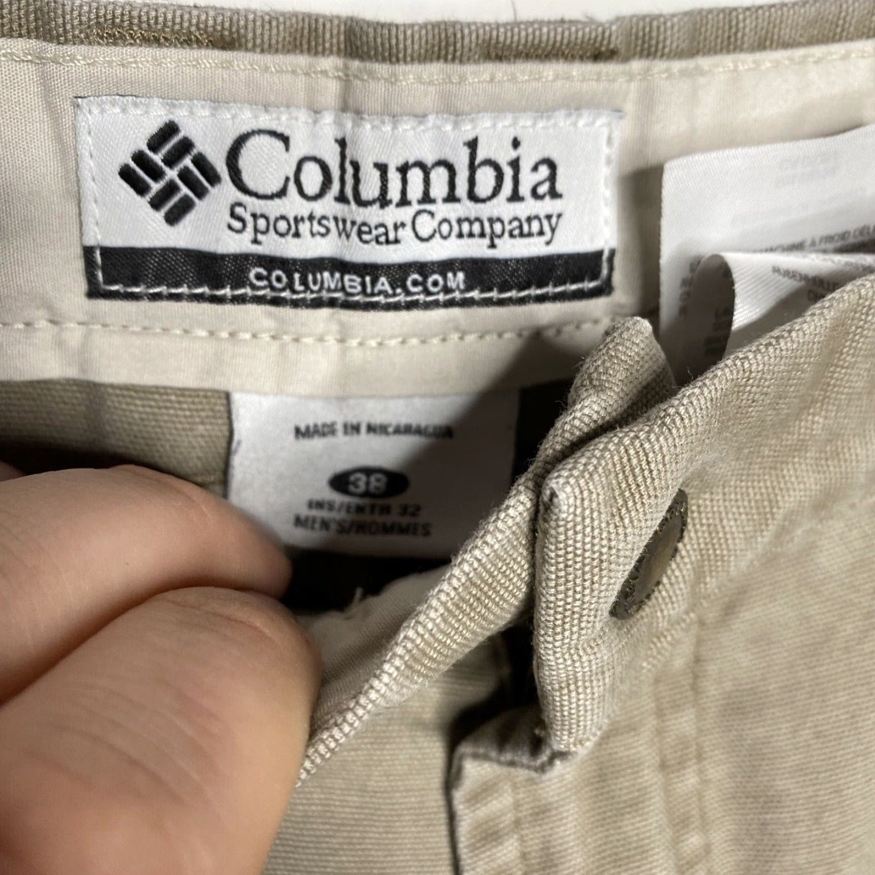 Vintage Columbia Mens 38x32 Active Outdoor Pants Khaki Straight 5-Pocket Zipper Pocket Canvas Cotton Beige Regular Mens Size US 38 / EU 54 - 4 Thumbnail