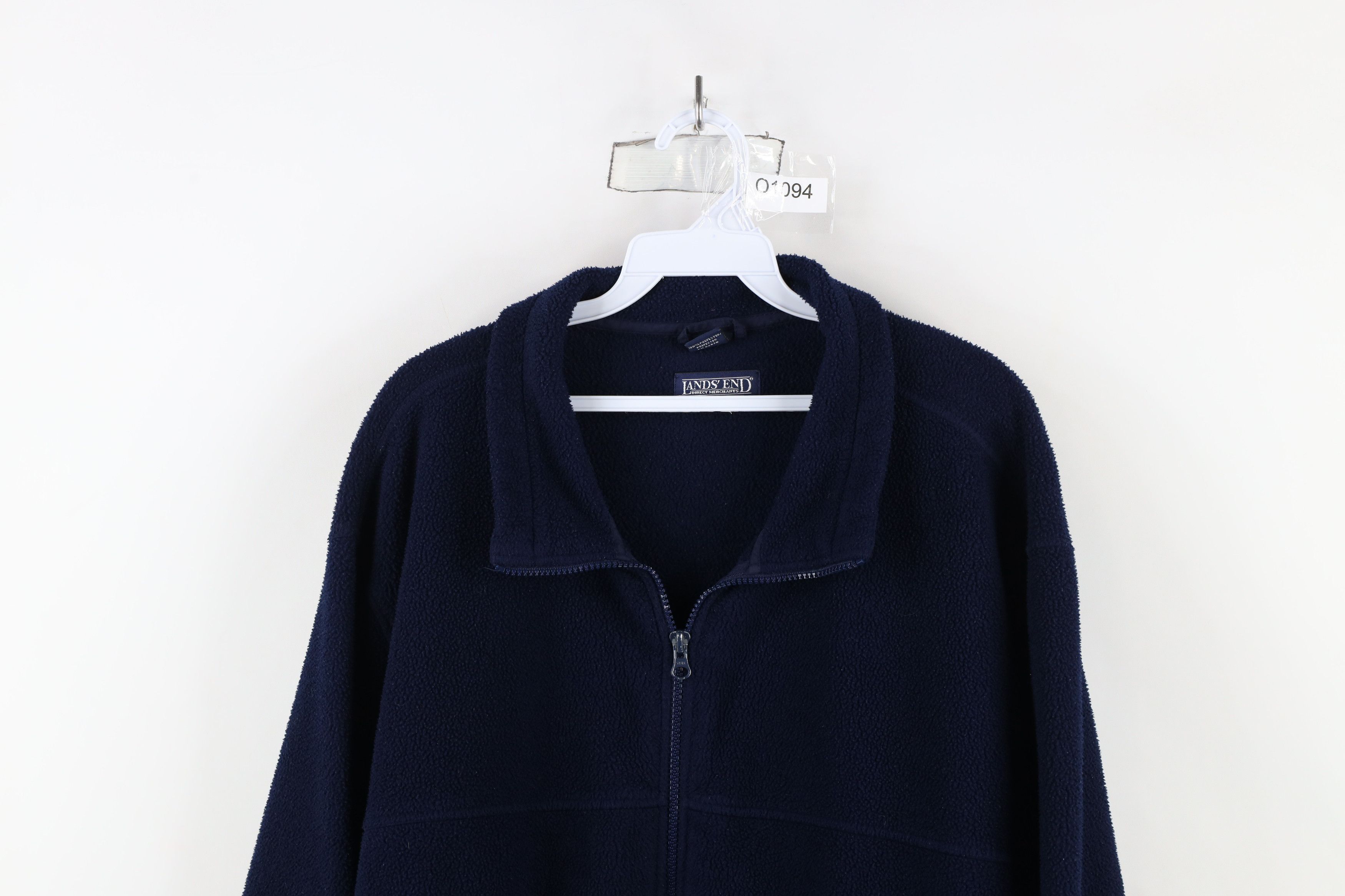 Lands' End × Vintage Vintage 90s Lands End Faded Full Zip Fleece Jacket Navy Blue Size US XXL / EU 58 / 5 - 2 Thumbnail