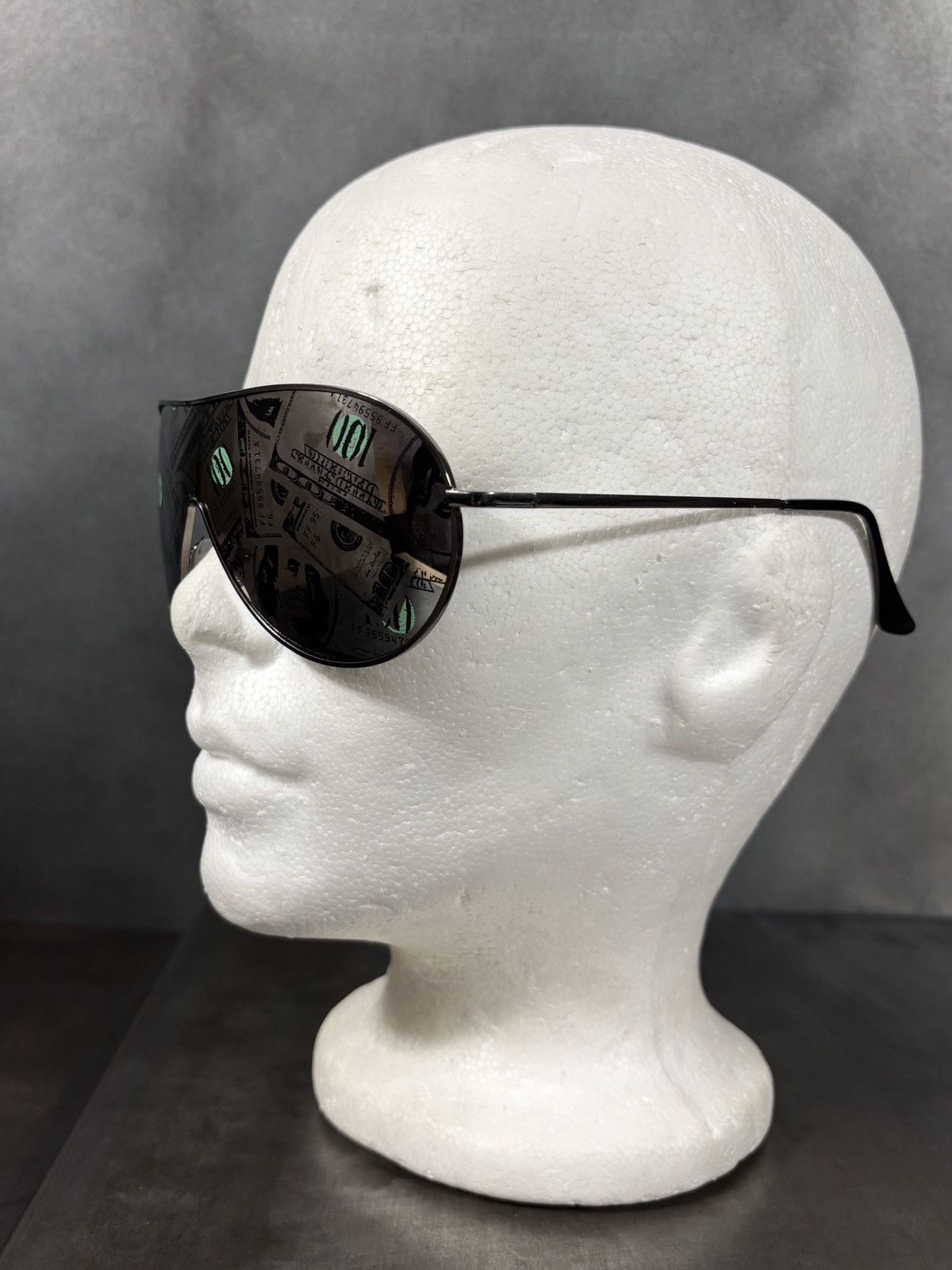 Vintage Y2K Cash Money Print Sunglasses $100 Dollar Aviator Novelty Size ONE SIZE - 6 Thumbnail