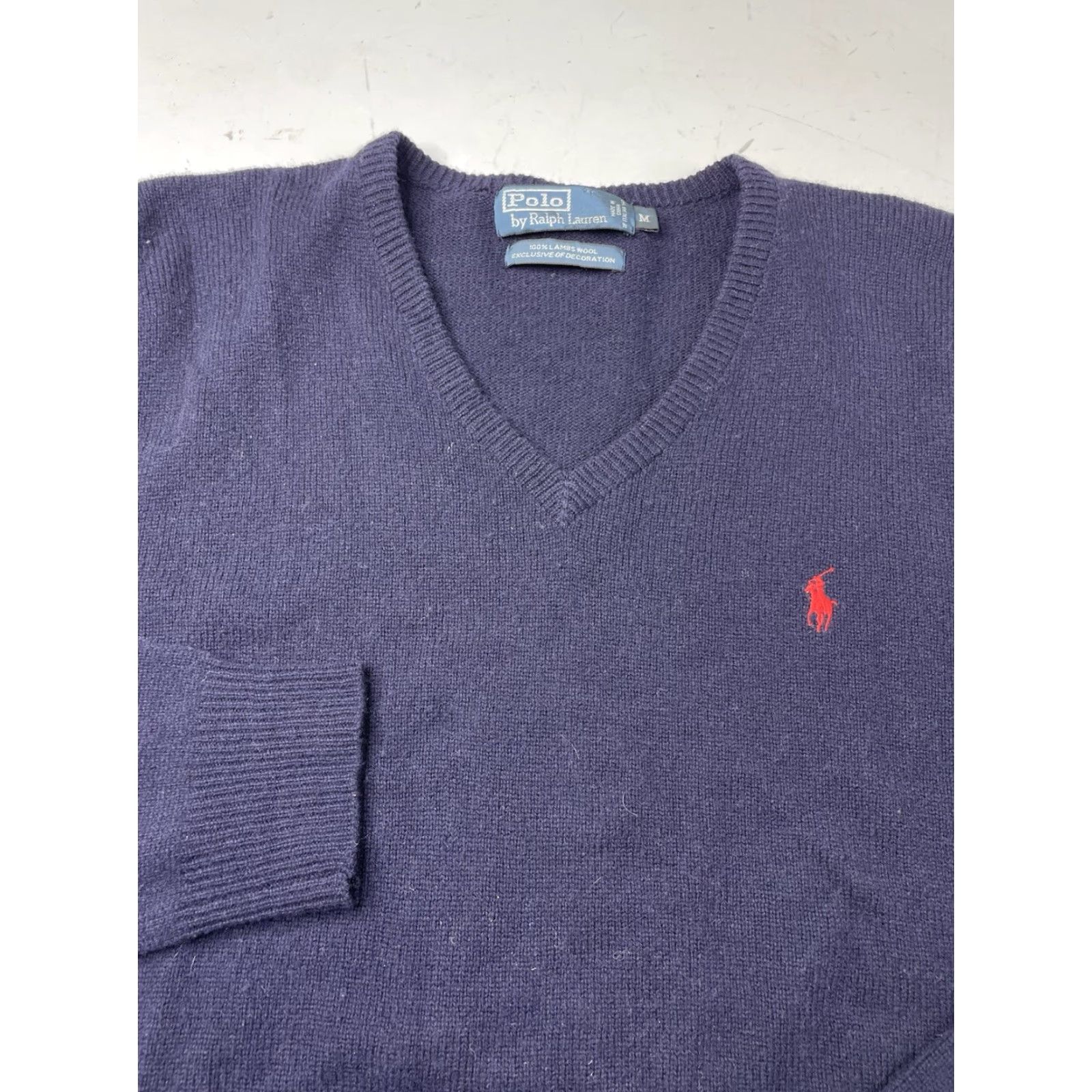 Ralph Lauren VINTAGE Polo Ralph Lauren Sweater Mens M Blue Wool V-Neck Pullover Size US M / EU 48-50 / 2 - 2 Thumbnail