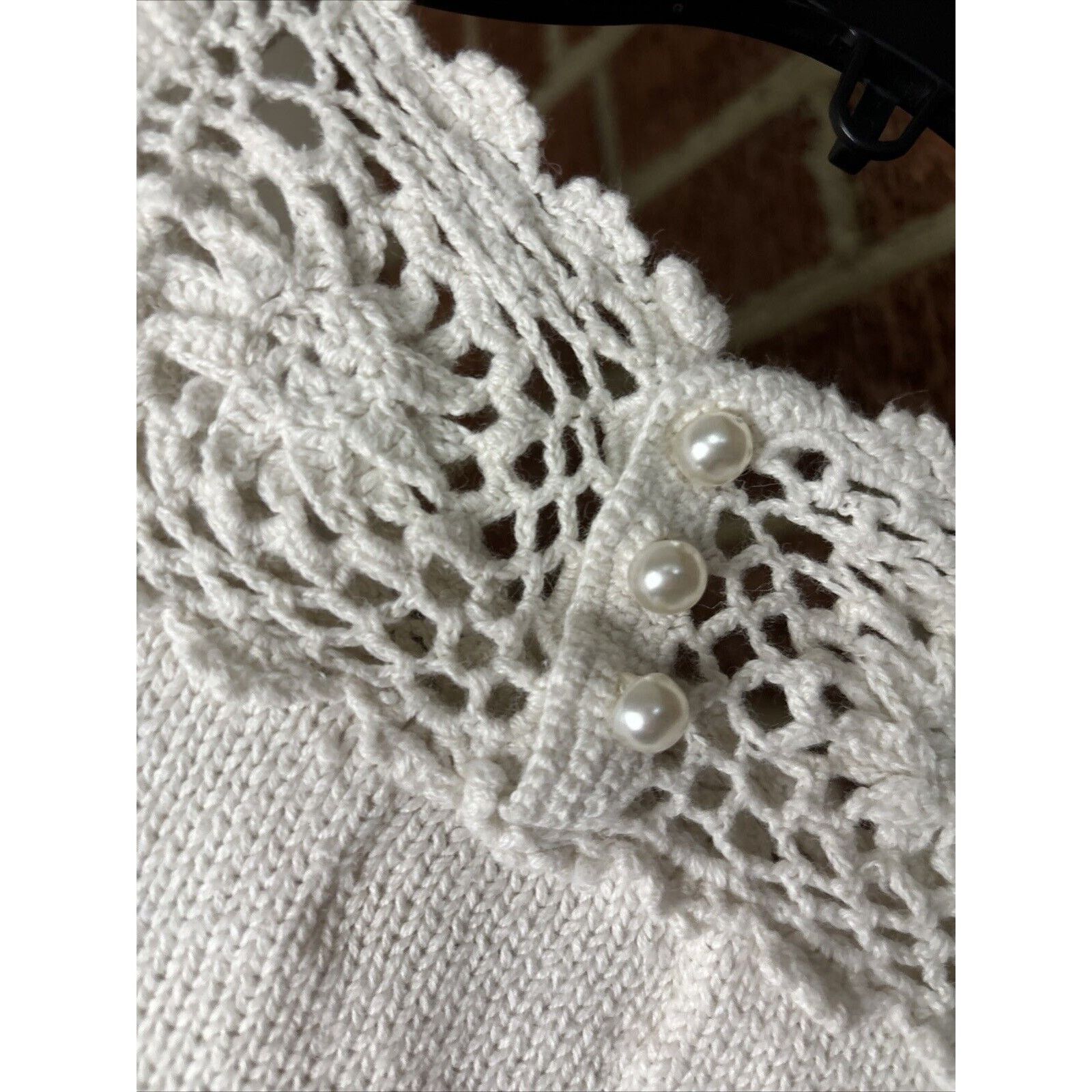 Other Vintage Margules Women’s Sweater Crochet Cream Pearl Large Size L / US 10 / IT 46 - 5 Thumbnail