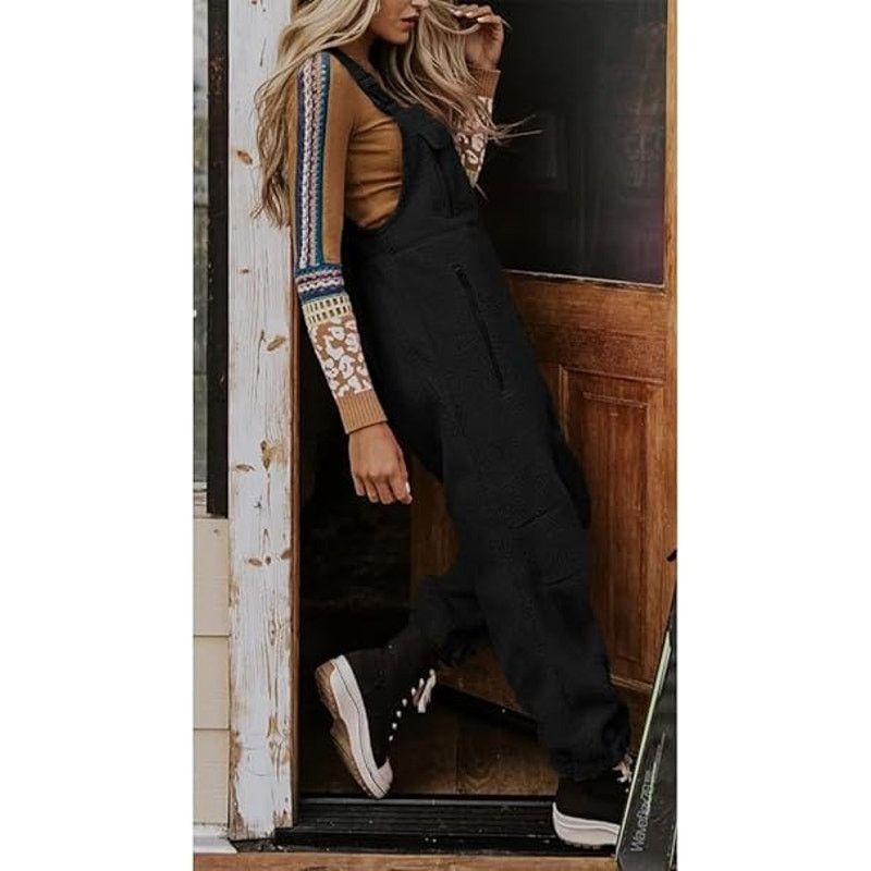 Other utcoco Womens Fuzzy Fleece Overall Jumpsuits Casual Loose Size 28" / US 6 / IT 42 - 3 Thumbnail