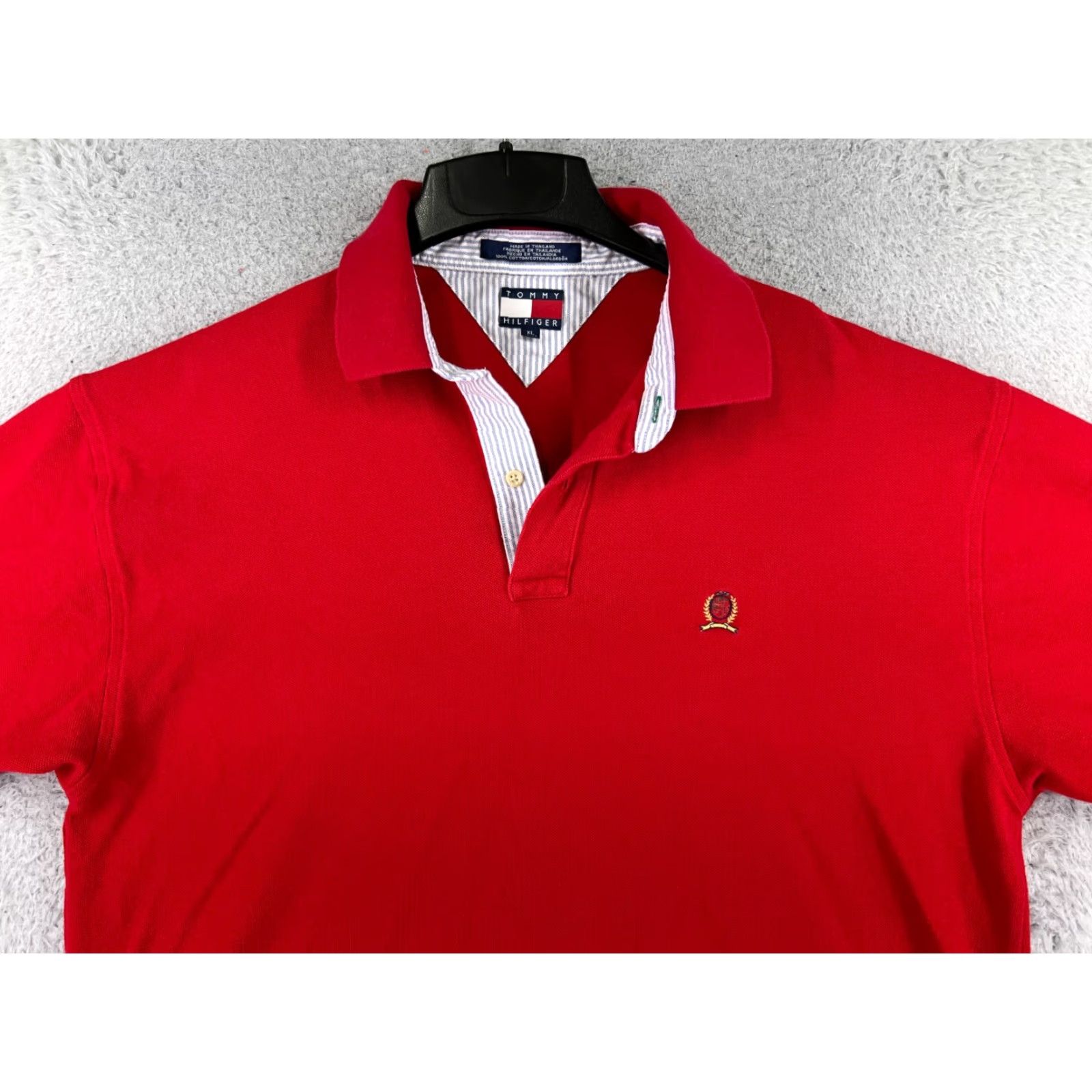 Tommy Hilfiger VINTAGE Tommy Hilfiger Polo Shirt Men XL Red 100% Cotton Knit Short Sleeve Solid Embroidered Logo Golf/Activewear Modern American Sports Mens Size US XL / EU 56 / 4 - 4 Thumbnail