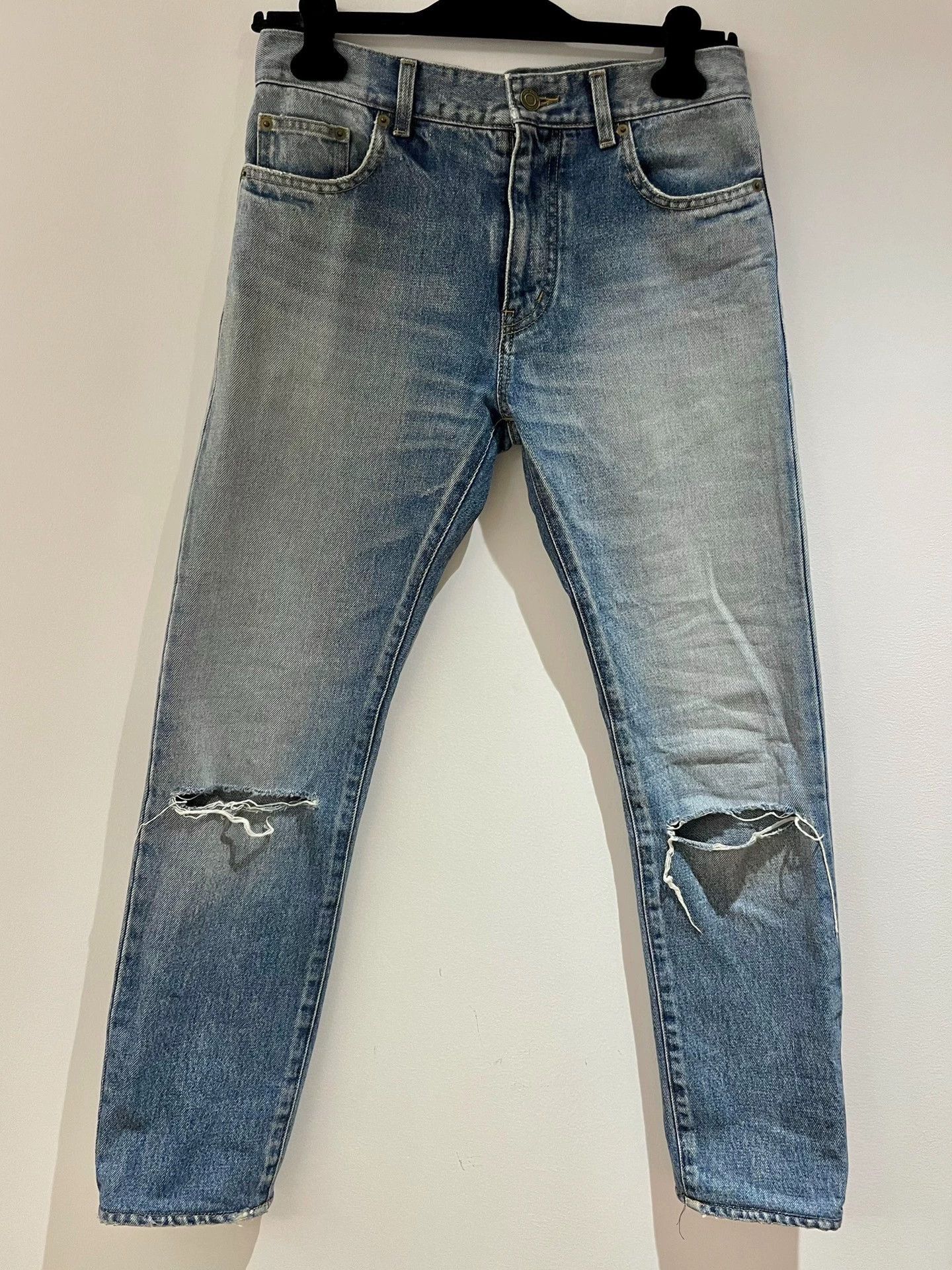 Saint Laurent Paris Blue Ripped Denim Jeans Size 28 Size US 28 / EU 44 - 1 Thumbnail