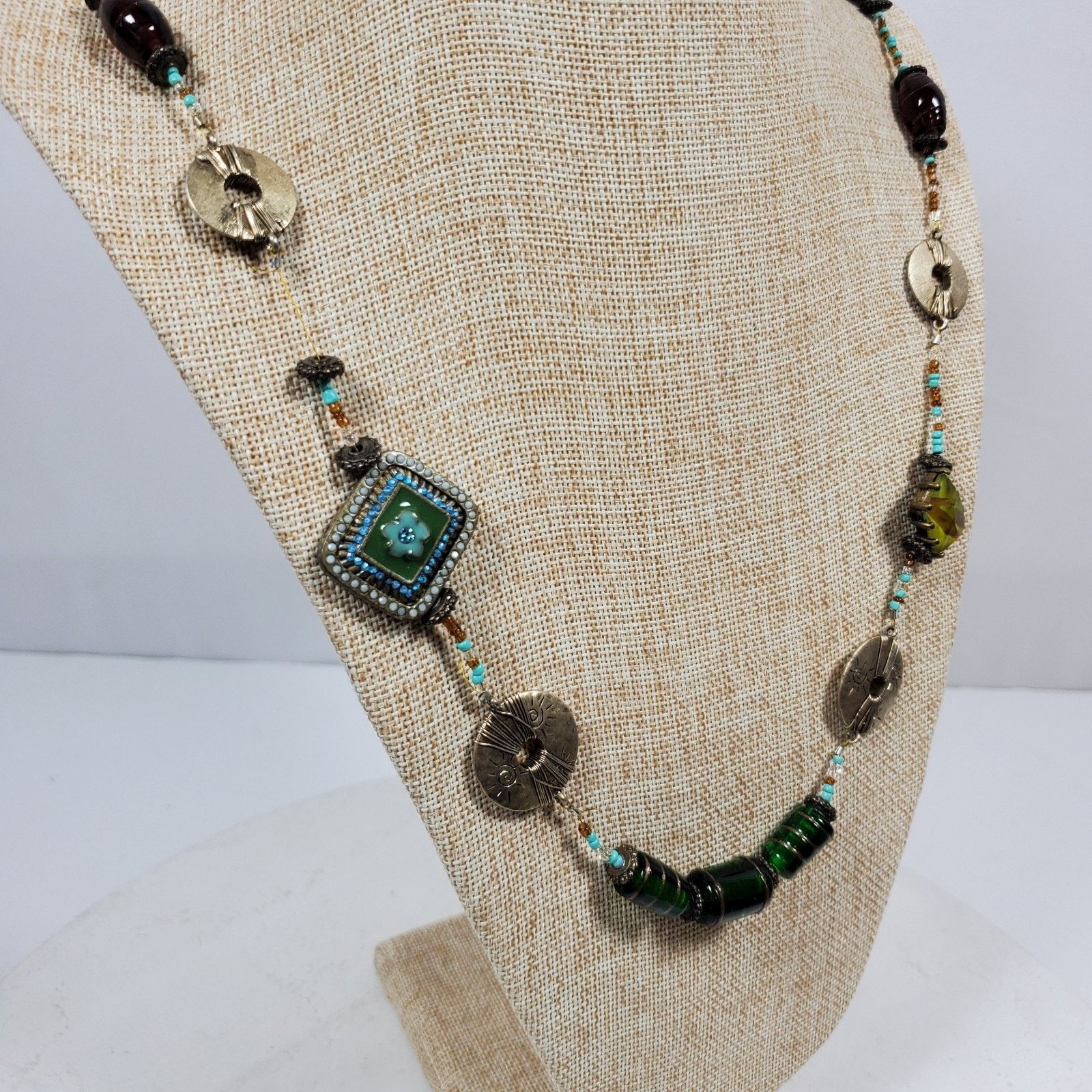 The Unbranded Brand Murano Glass Cloisonne Beaded Necklace Pullover 28 Inch Size ONE SIZE - 2 Thumbnail