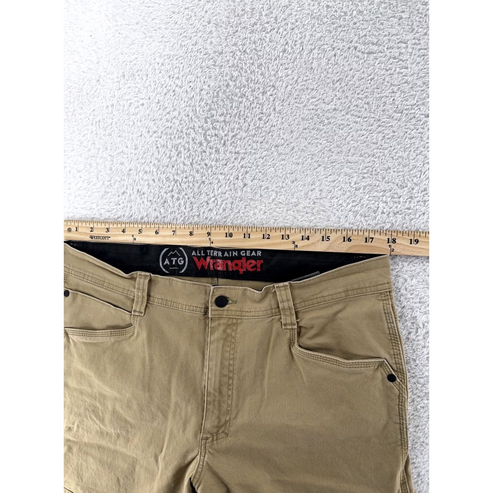 Wrangler Wrangler Pants Mens 36x31 Khakis Cotton Spandex Canvas Straight Leg Workwear Utility Beige Size US 36 / EU 52 - 4 Thumbnail