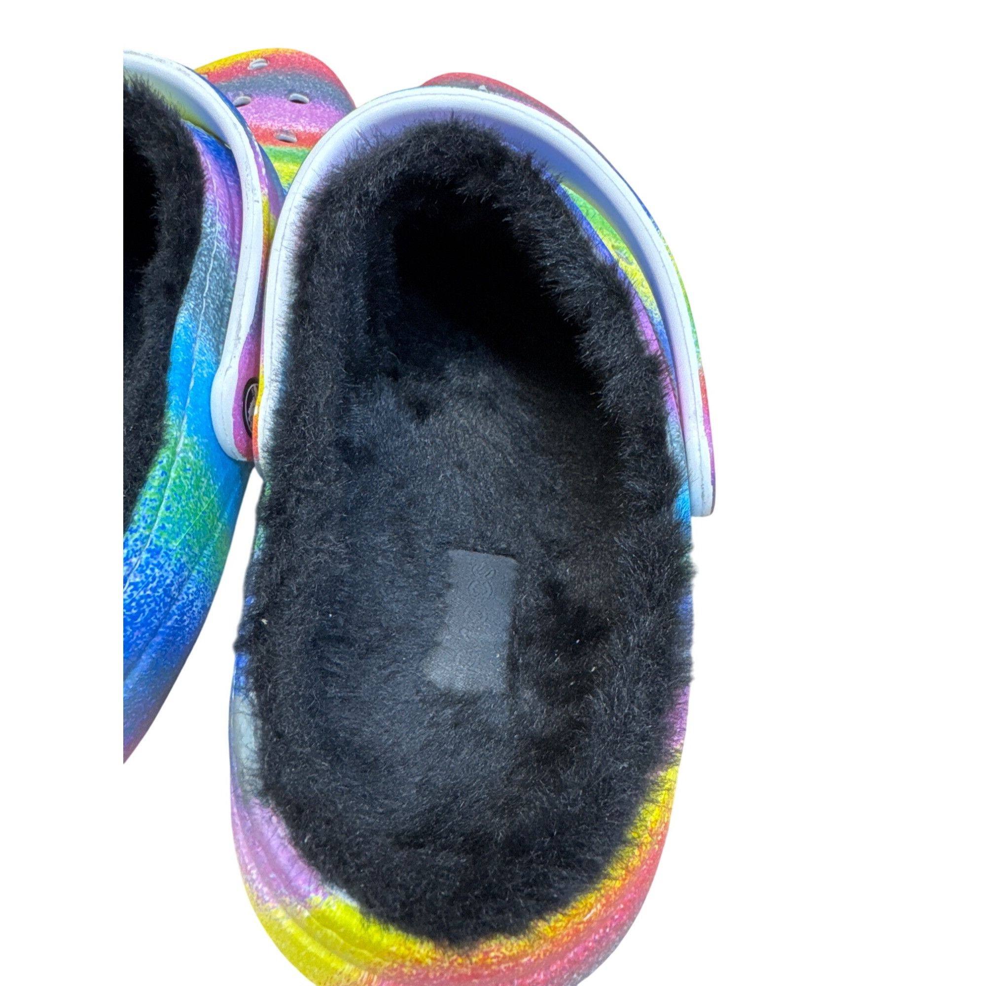 Crocs Crocs Rainbow Tie-Dye Fur Lined Clogs slip on shoes size 12 Size US 12 / EU 45 - 8 Thumbnail