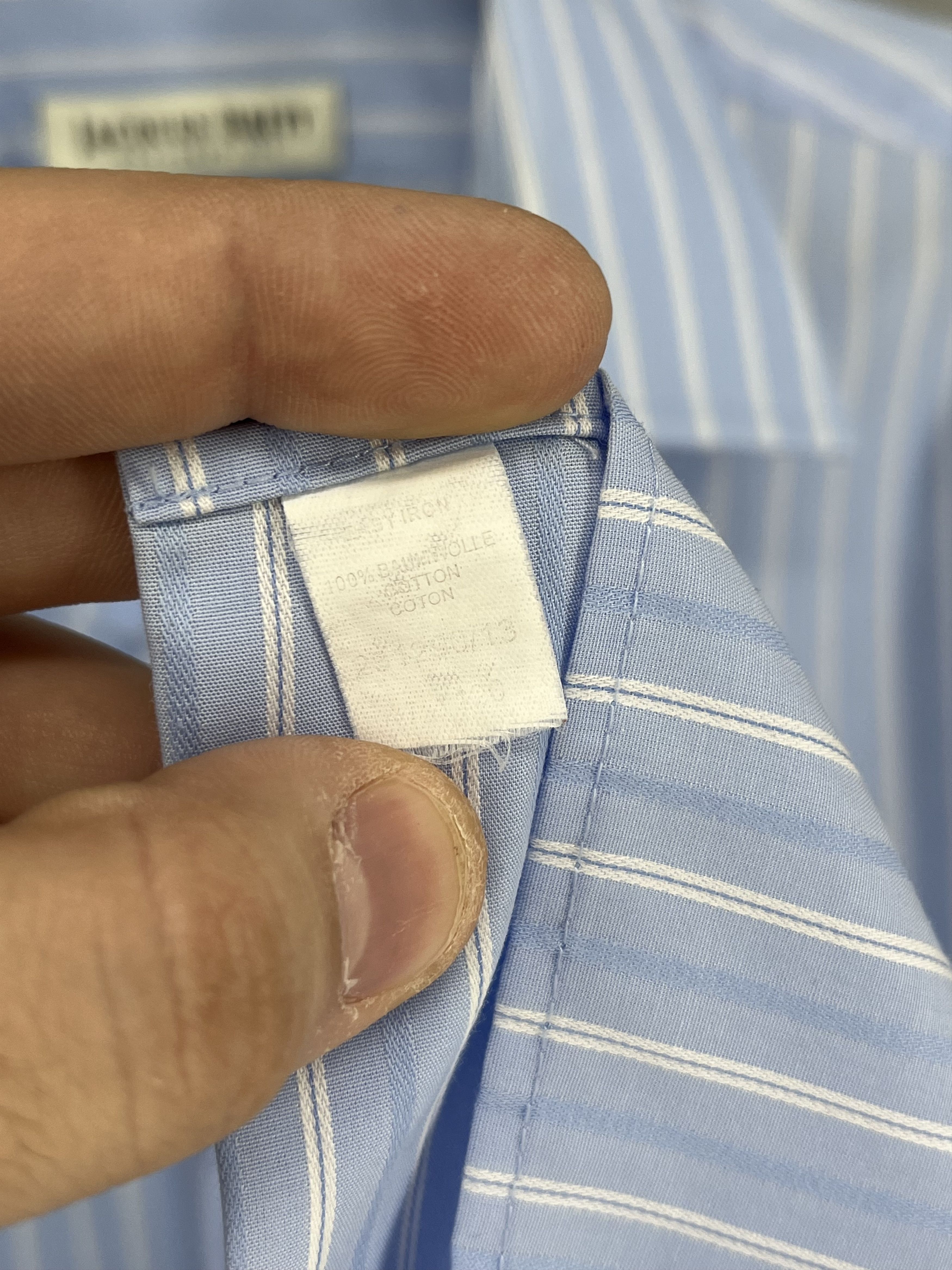 Vintage Jacques Britt Mens Blue White Striped Long Sleeve Button Size US M / EU 48-50 / 2 - 9 Thumbnail