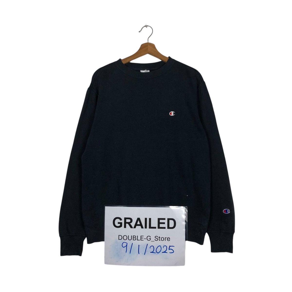 Japanese Brand × Vintage 📌Vintage Sweatshirt Crewneck Champion Rich Black Size US L / EU 52-54 / 3 - 1 Thumbnail