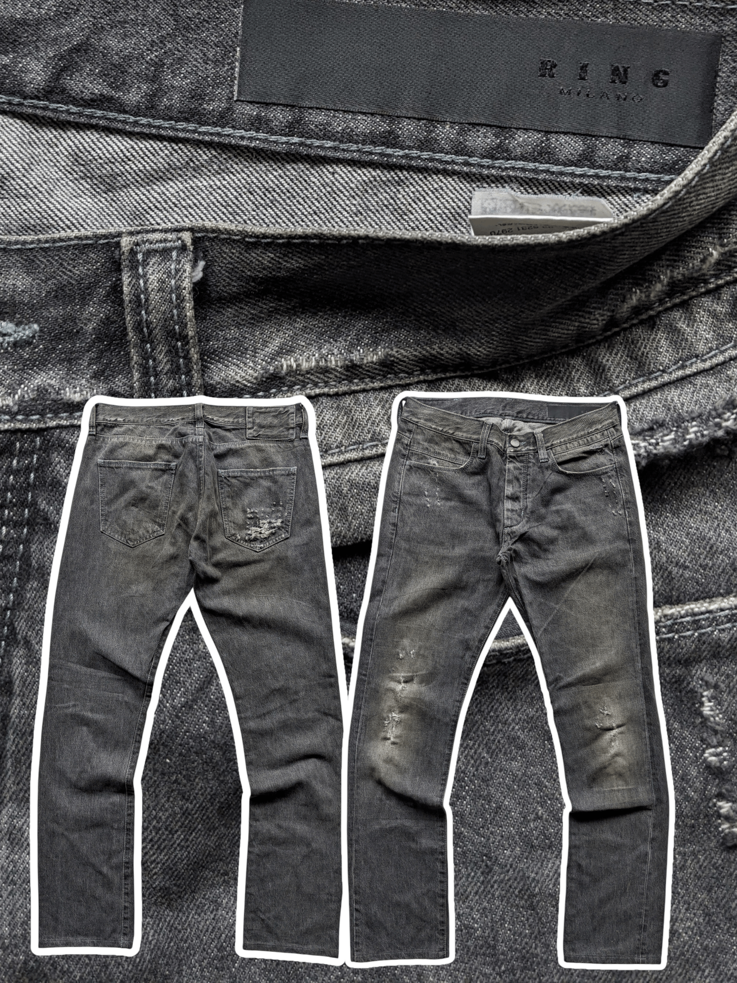 If Six Was Nine × Japanese Brand × Le Grande Bleu (L.G.B.) Ring slim fit superblack jeans Size US 31 - 1 Thumbnail