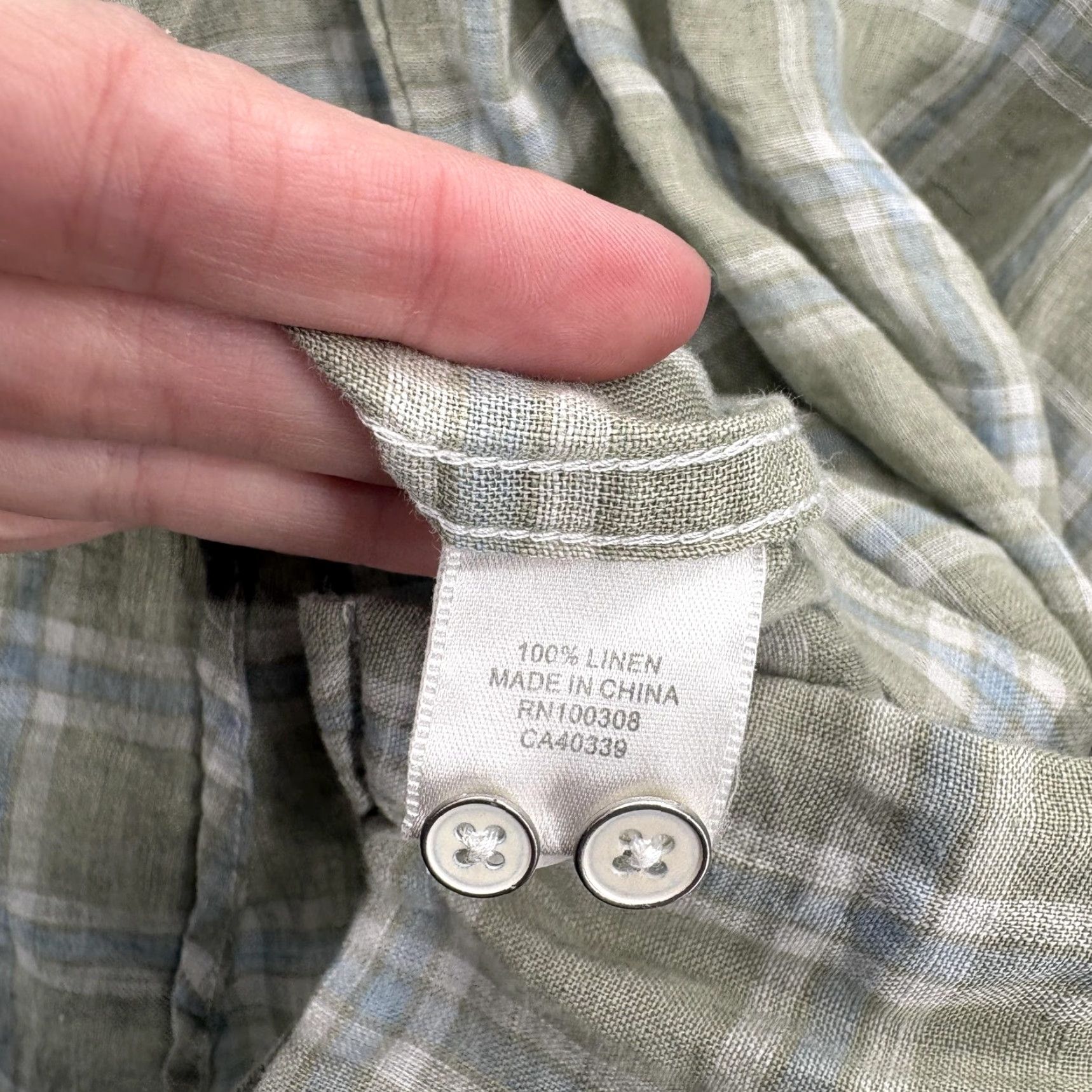Peter Millar VINTAGE Peter Millar Shirt Mens Large Green Blue Plaid 100% Linen Button Front Preppy Size US L / EU 52-54 / 3 - 4 Thumbnail