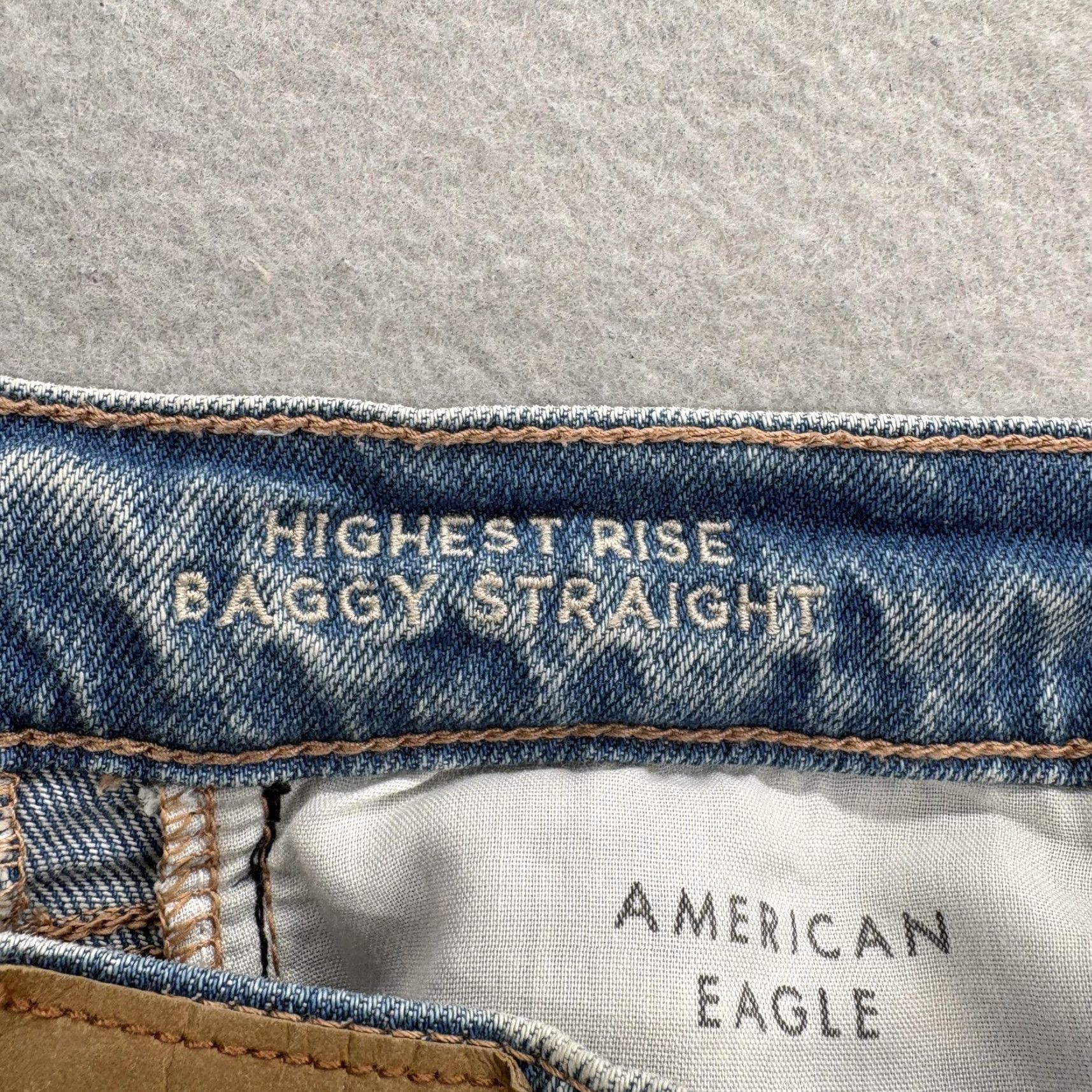 American Eagle Outfitters VINTAGE American Eagle Highest Rise Baggy Straight Jeans Womens 0 Blue Distressed Denim Size 25" / US 0 / IT 36 - 5 Thumbnail