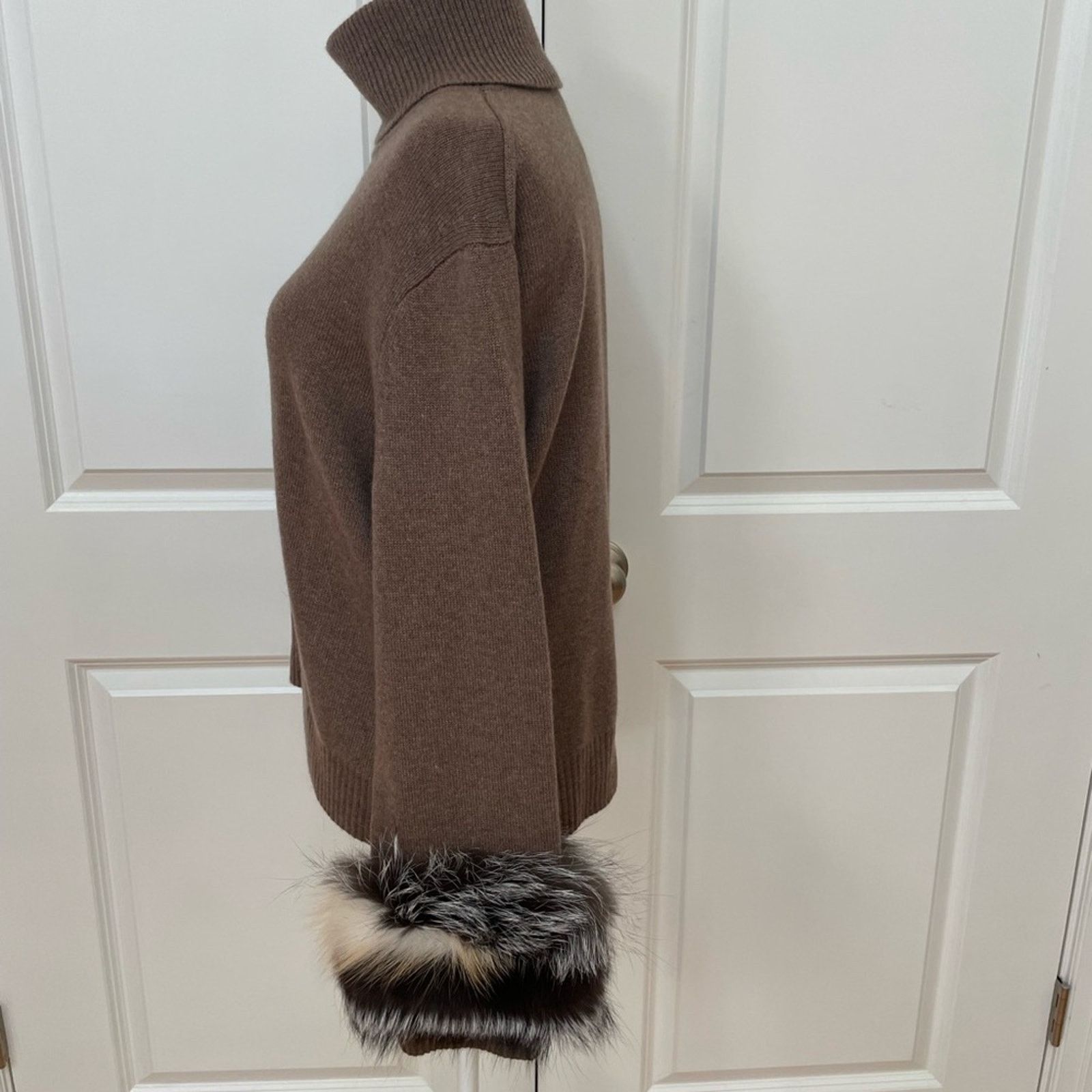 Cashmere Turtleneck Sweater with Fox Fur from Lafayette 148
