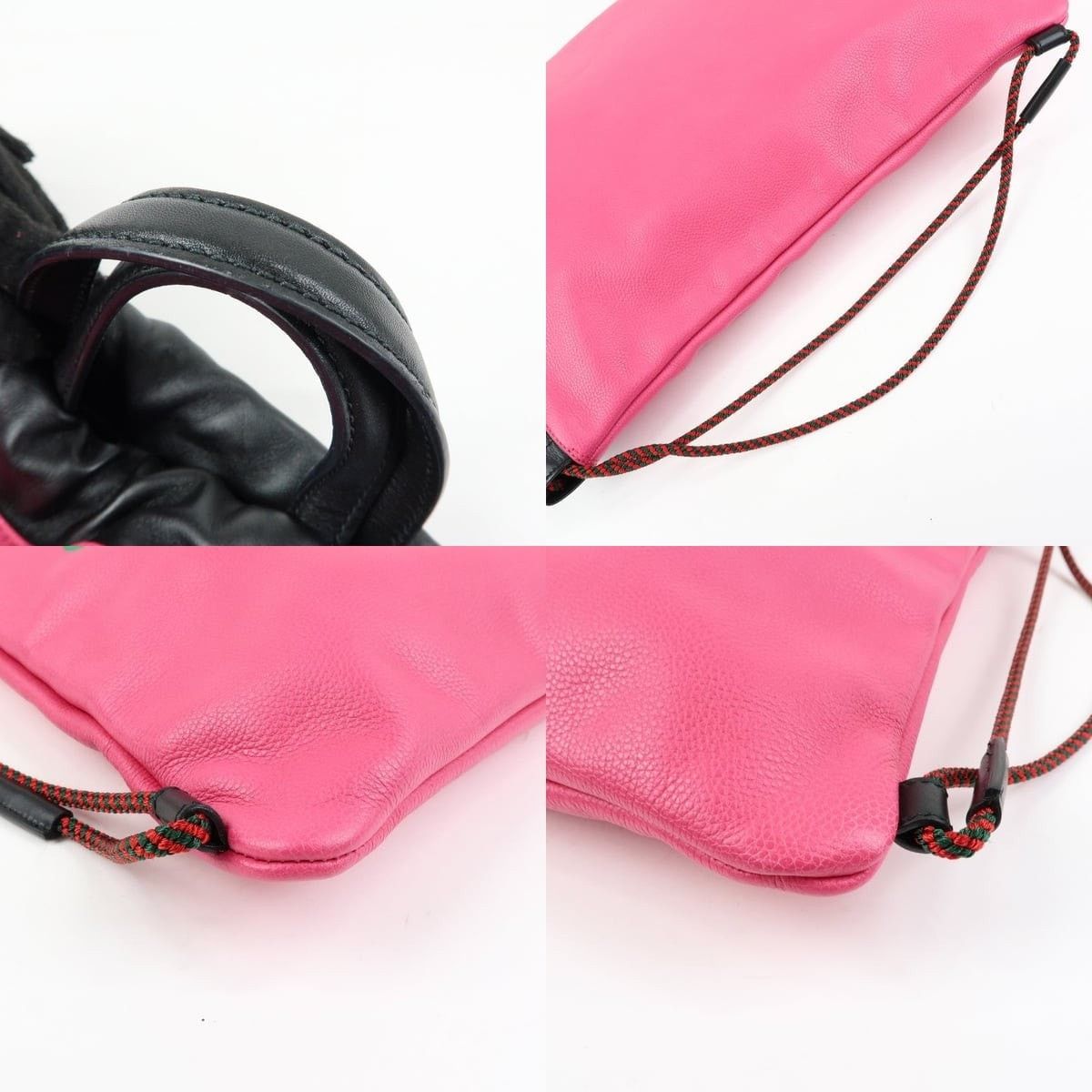 Gucci Gucci Logo Drawstring Calfskin Backpack Pink Size ONE SIZE - 4 Thumbnail