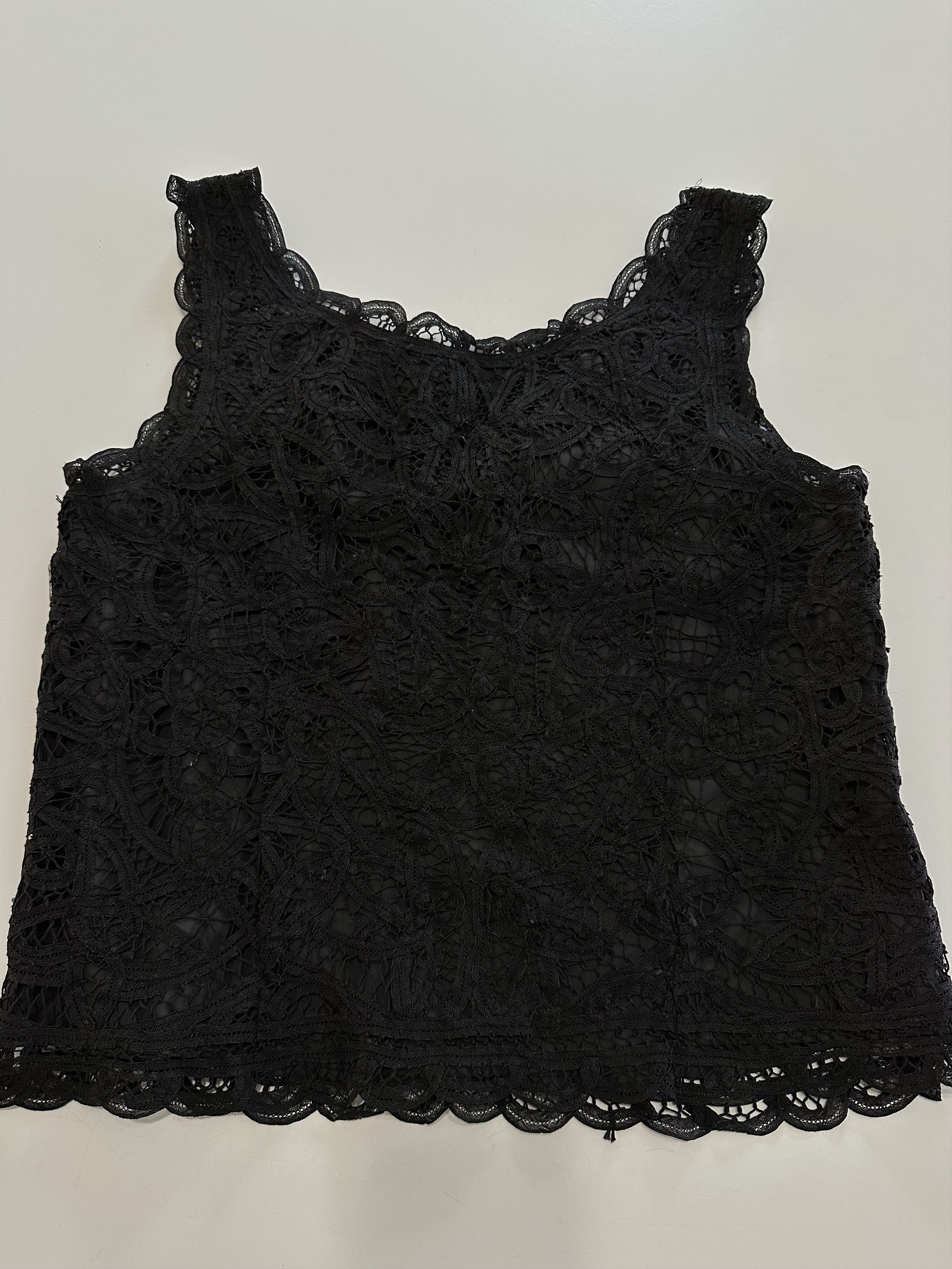 Other Vintage Anne Carson Linen Cotton Lace Crop Top Size 10 Black Size L / US 10 / IT 46 - 4 Thumbnail