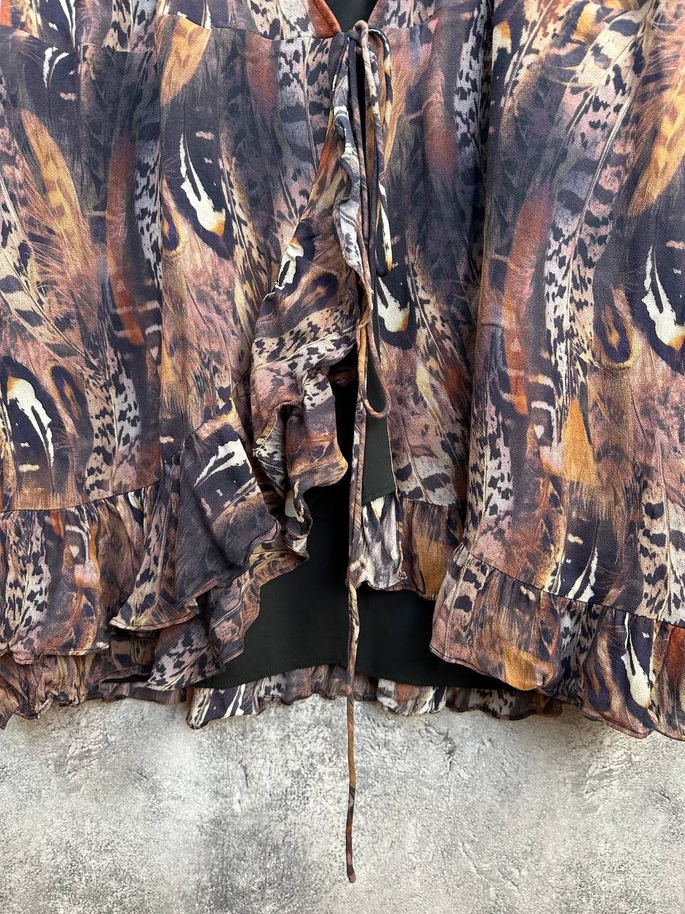Allsaints AllSaints Darley Fusion Feather Print Ruffle Mini Dress Boho Size M / US 6-8 / IT 42-44 - 7 Thumbnail