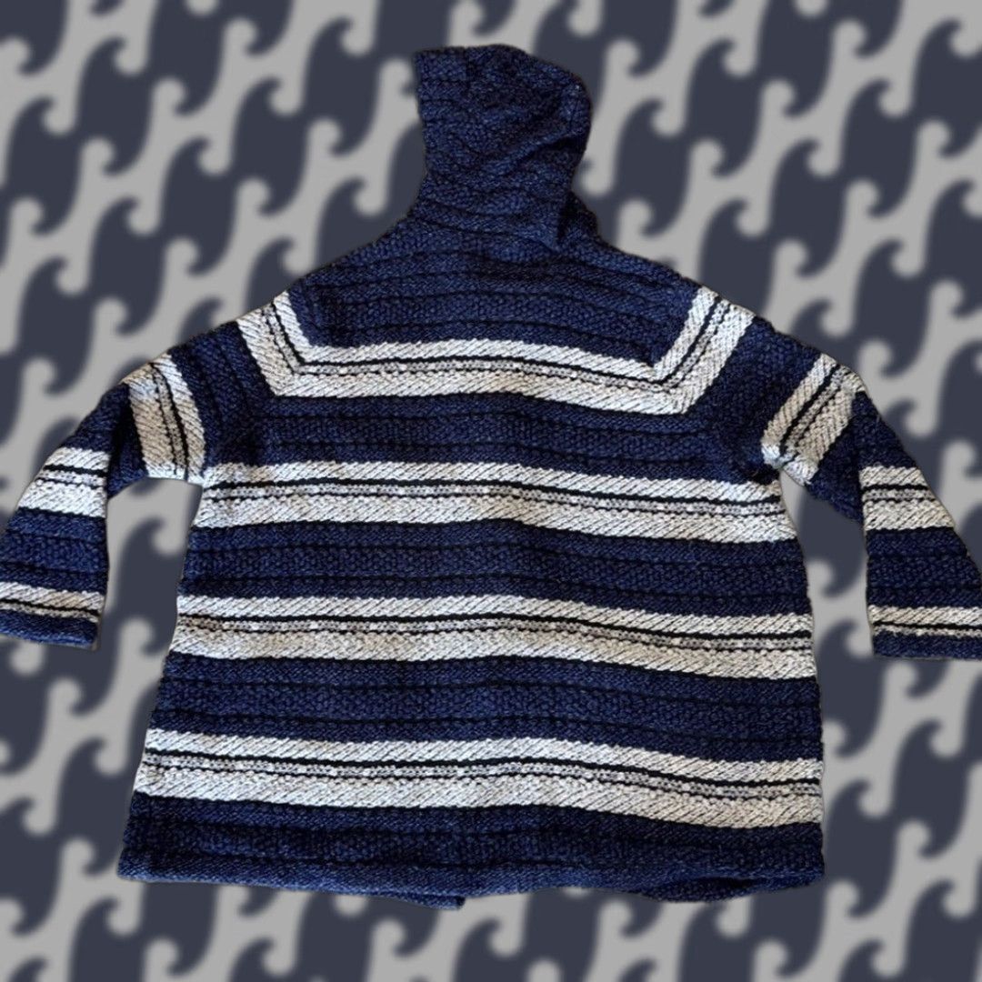 Chaps CHAPS Woven Duster Cardigan Jacket Striped Navy Blue Gray 2X Toggle Buttons Coat Plus Women 2XL Blue Cotton Blend 2Pockets Cozy Size XXL / US 16-18 / IT 52-54 - 1 Thumbnail