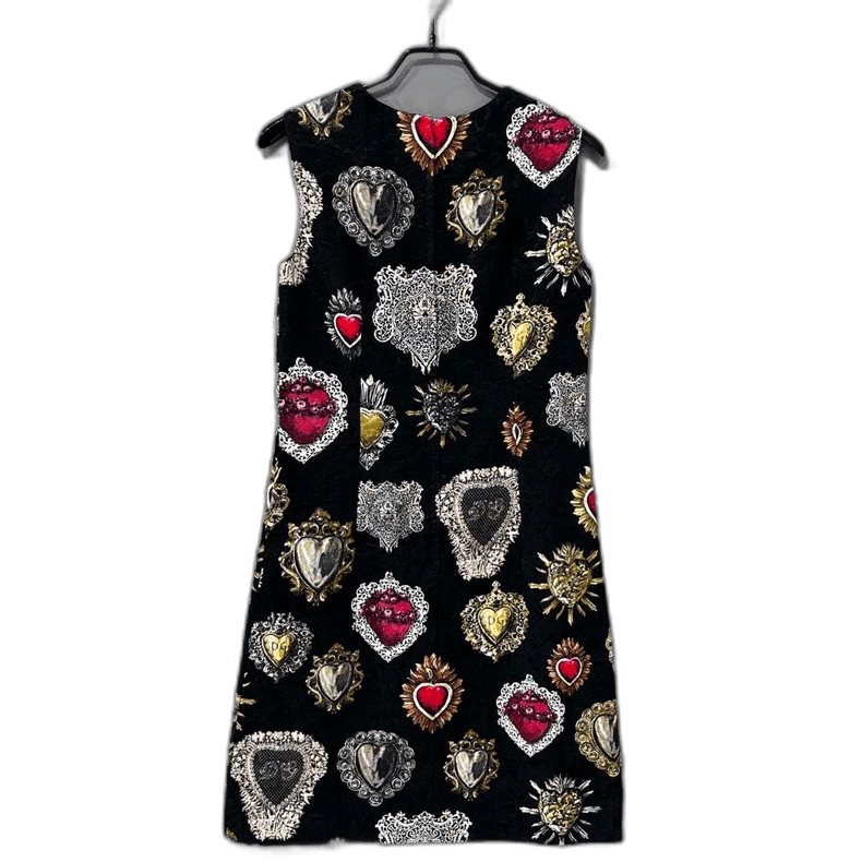 Dolce & Gabbana Dolce & Gabbana Sleeveless Dress with Heart Print Size S / US 4 / IT 40 - 1 Thumbnail