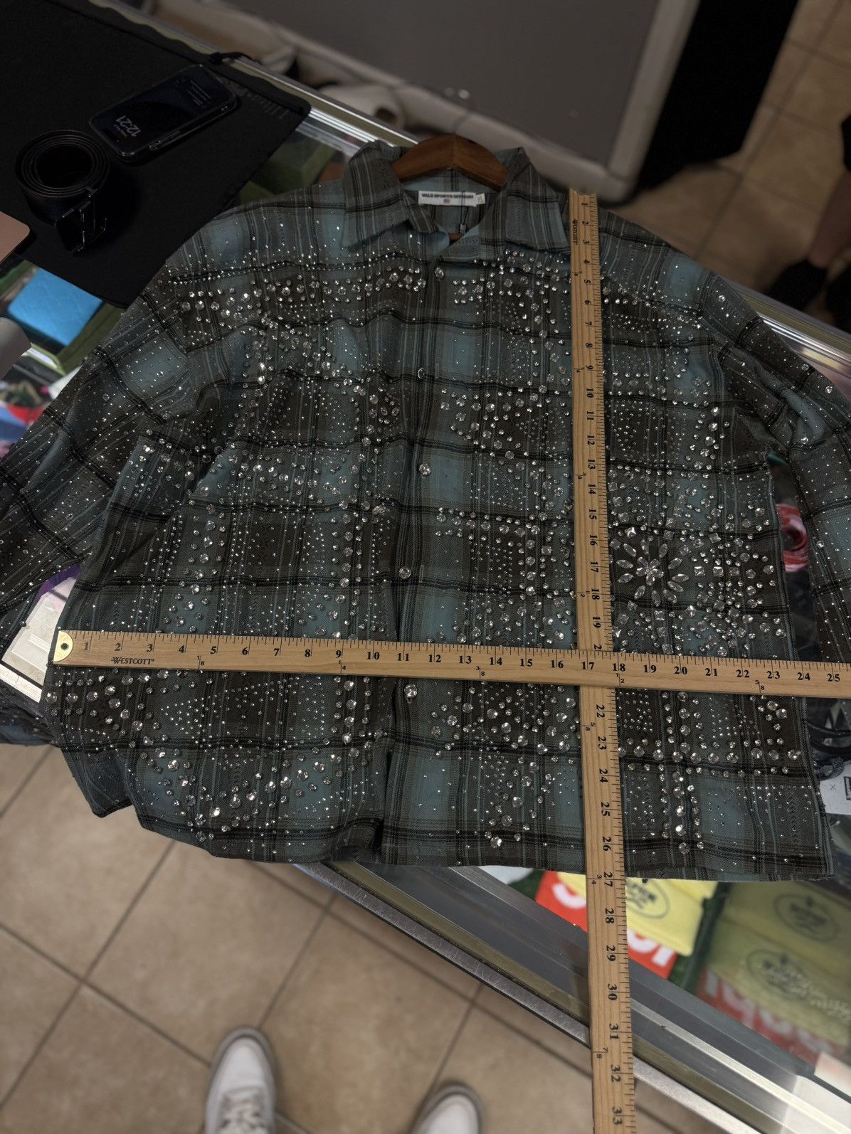 Vale Valley Crystal Flannel Long Sleeve Stones Size XXL (NEW) 💎 Size US XXL / EU 58 / 5 - 7 Thumbnail