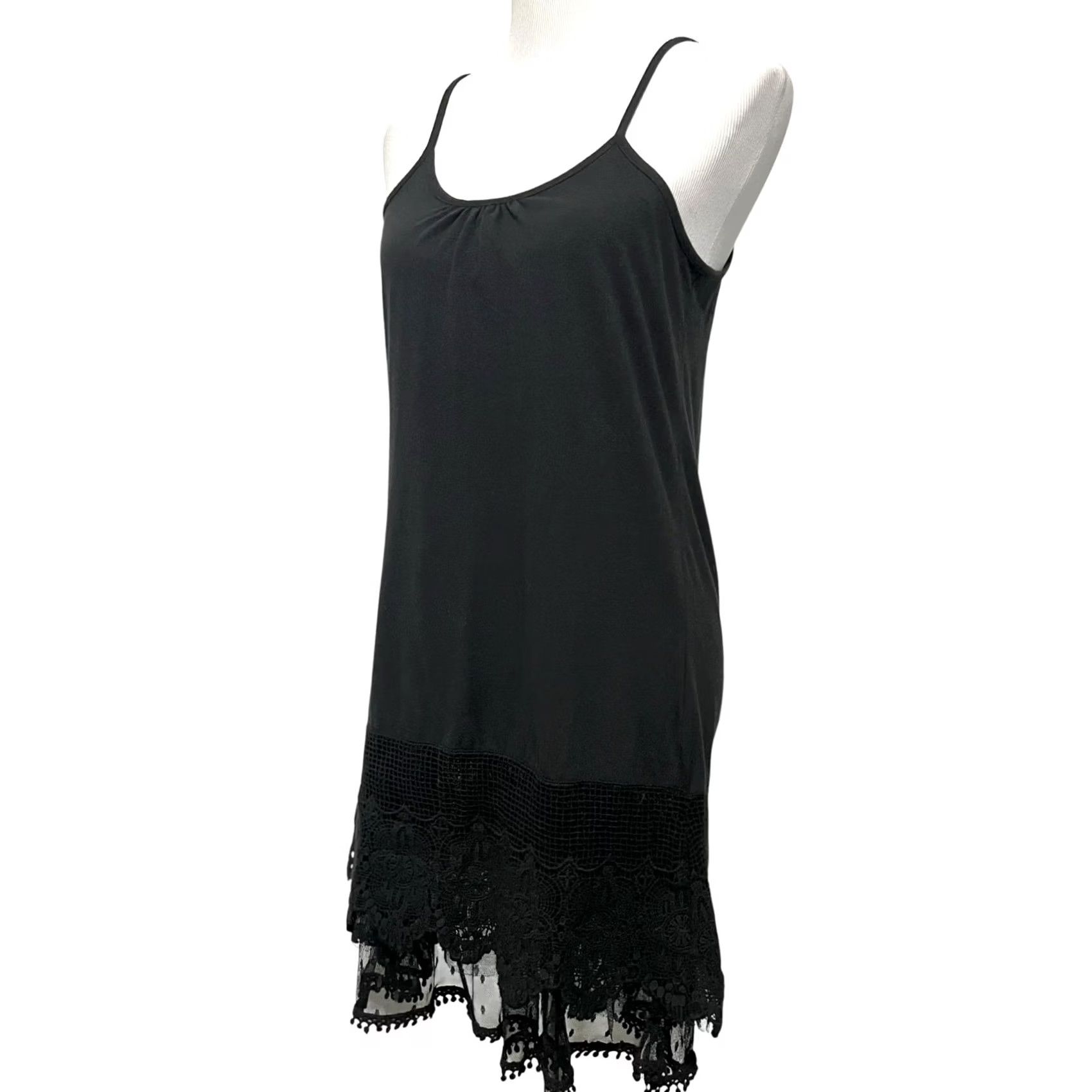 Vintage Winter Lennon Slip Dress Womens S Black Lace Trim Crochet Cami Adjustable Straps Size S / US 4 / IT 40 - 4 Thumbnail