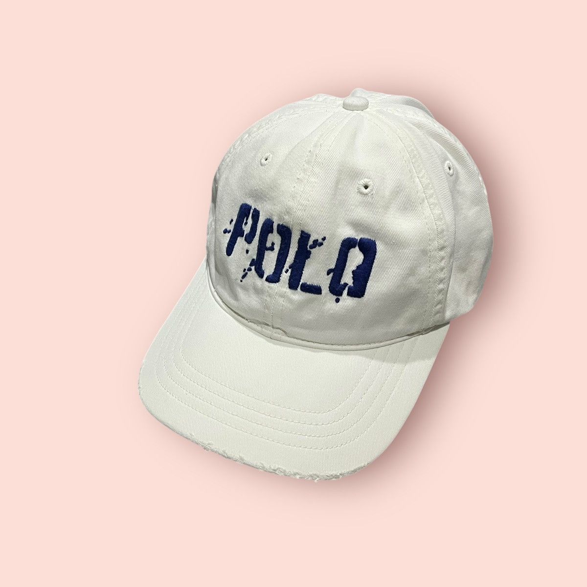 Polo Ralph Lauren × Ralph Lauren × Vintage VINTAGE POLO SPELL OUT DISTRESSED VISOR STRAPBACK CAP Size ONE SIZE - 3 Thumbnail
