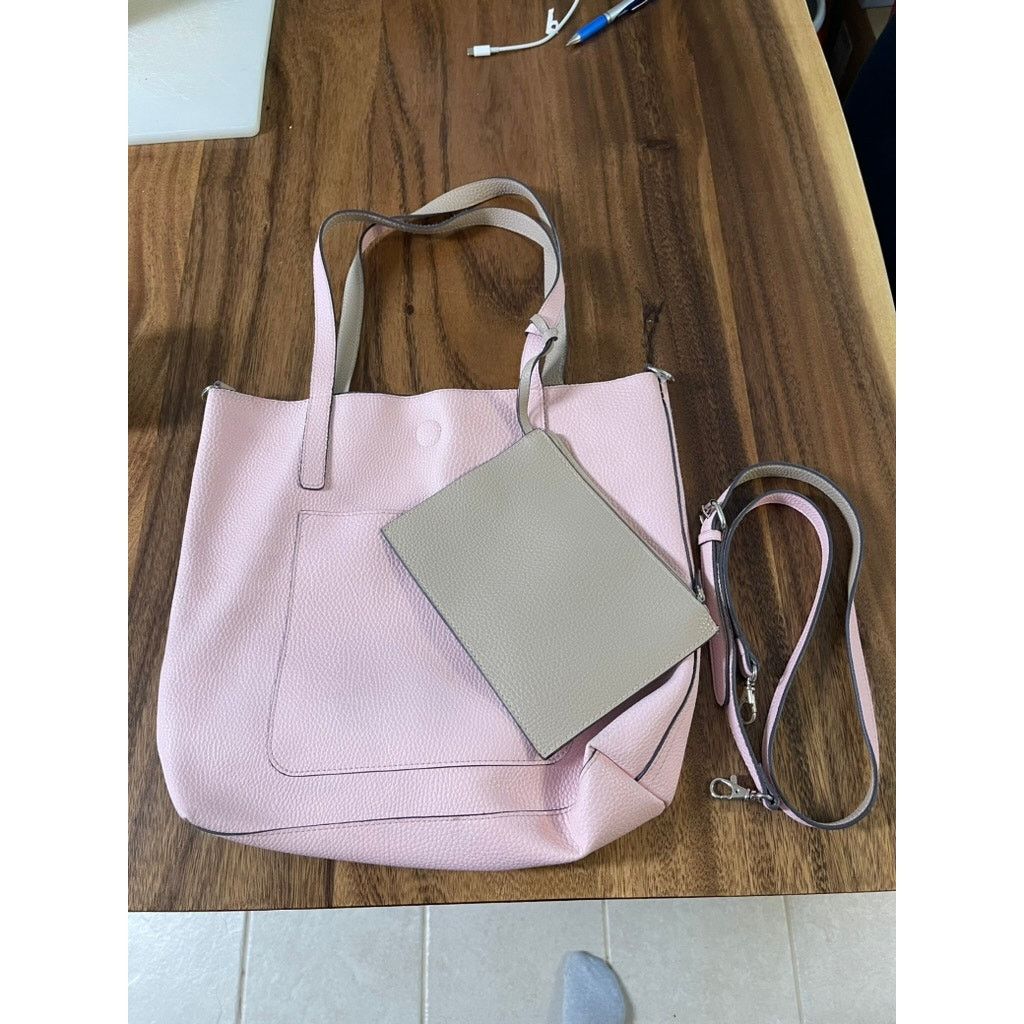 Unknown London Pink Faux Leather Purse Handbag Tote with wallet extra strap Size ONE SIZE - 3 Thumbnail