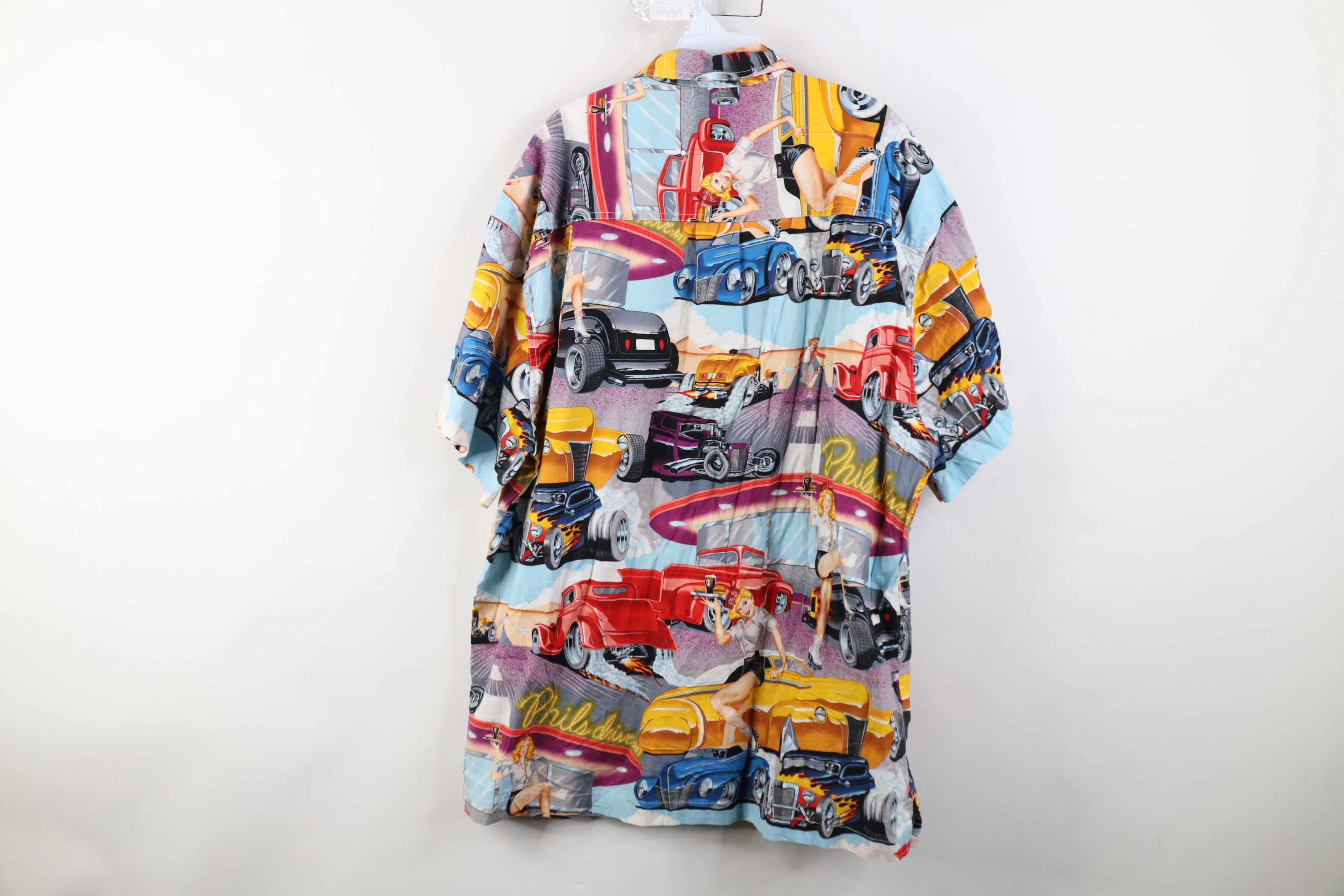 Vintage 90s Rockabilly Rod All Over Print Button Shirt USA