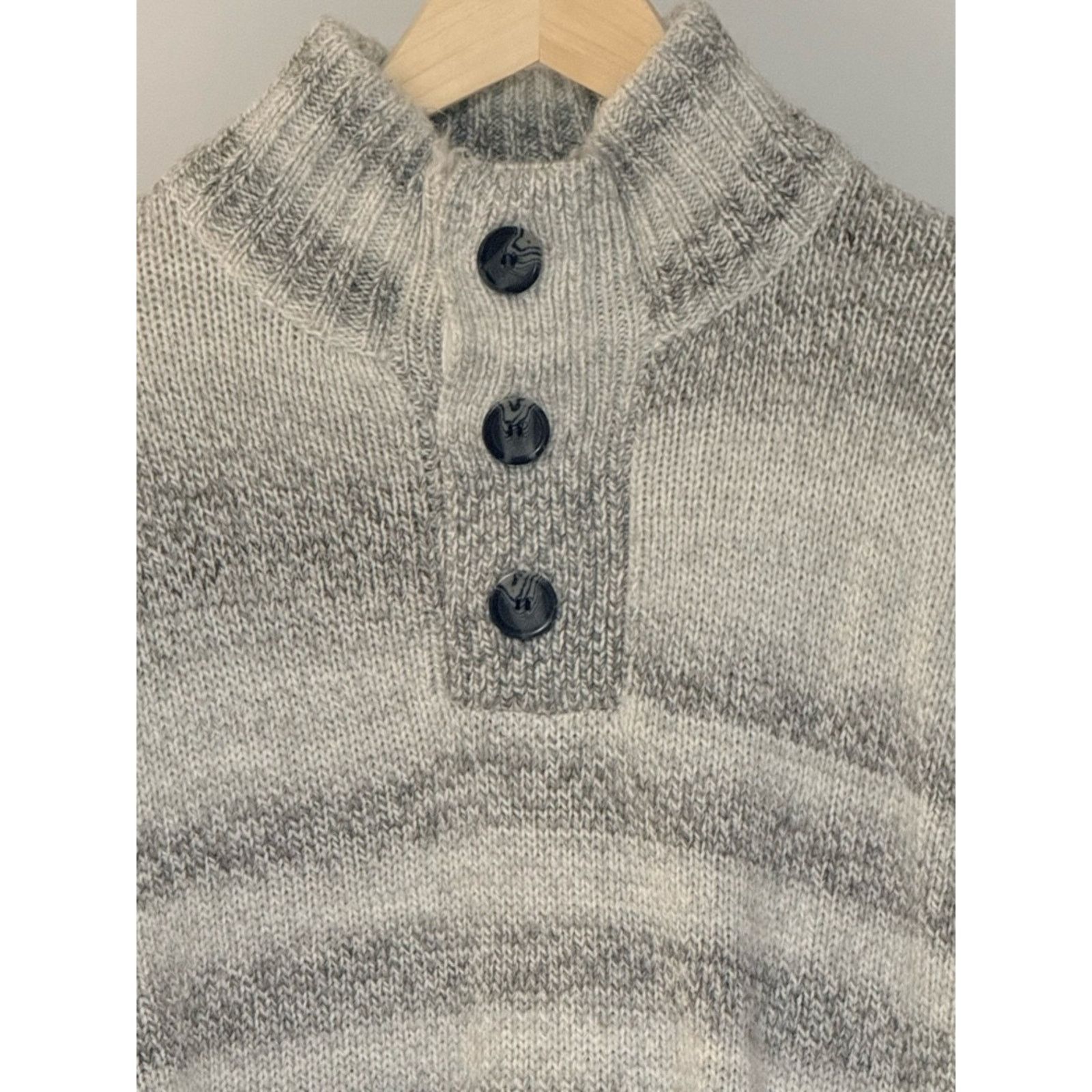 Amongst Friends Men's Grey Striped Turtleneck Button Sweater Size US M / EU 48-50 / 2 - 9 Thumbnail
