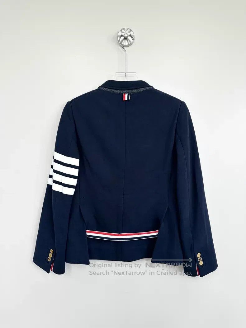 Thom Browne Thom Browne Navy Blue Classic Four-stripe Jacket with Gold Size XS / US 0-2 / IT 36-38 - 2 Thumbnail
