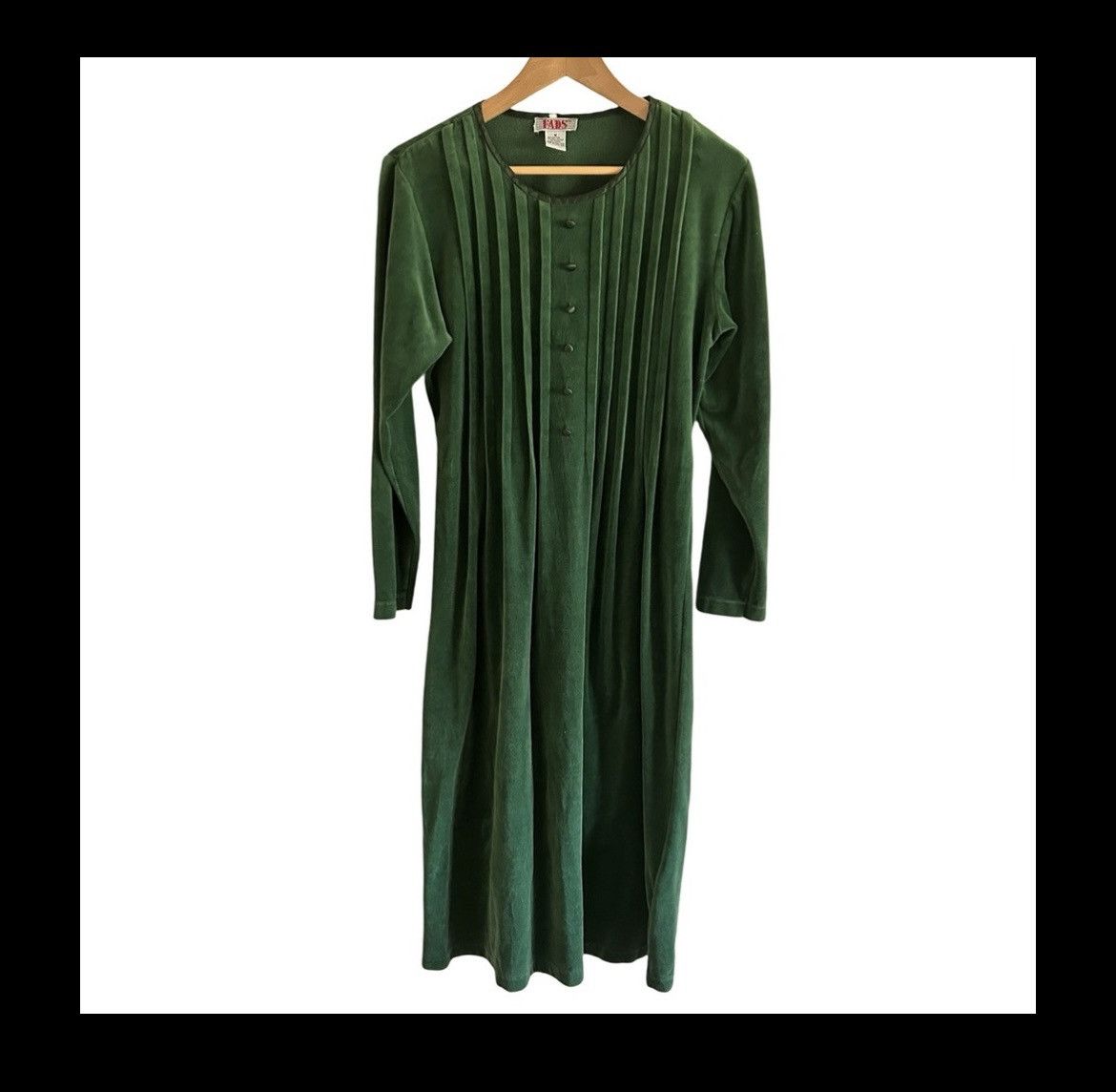 Vintage Vtg 80’s Fads Green Velvet Peasant Pleat Front Maxi Dress Size M / US 6-8 / IT 42-44 - 3 Thumbnail