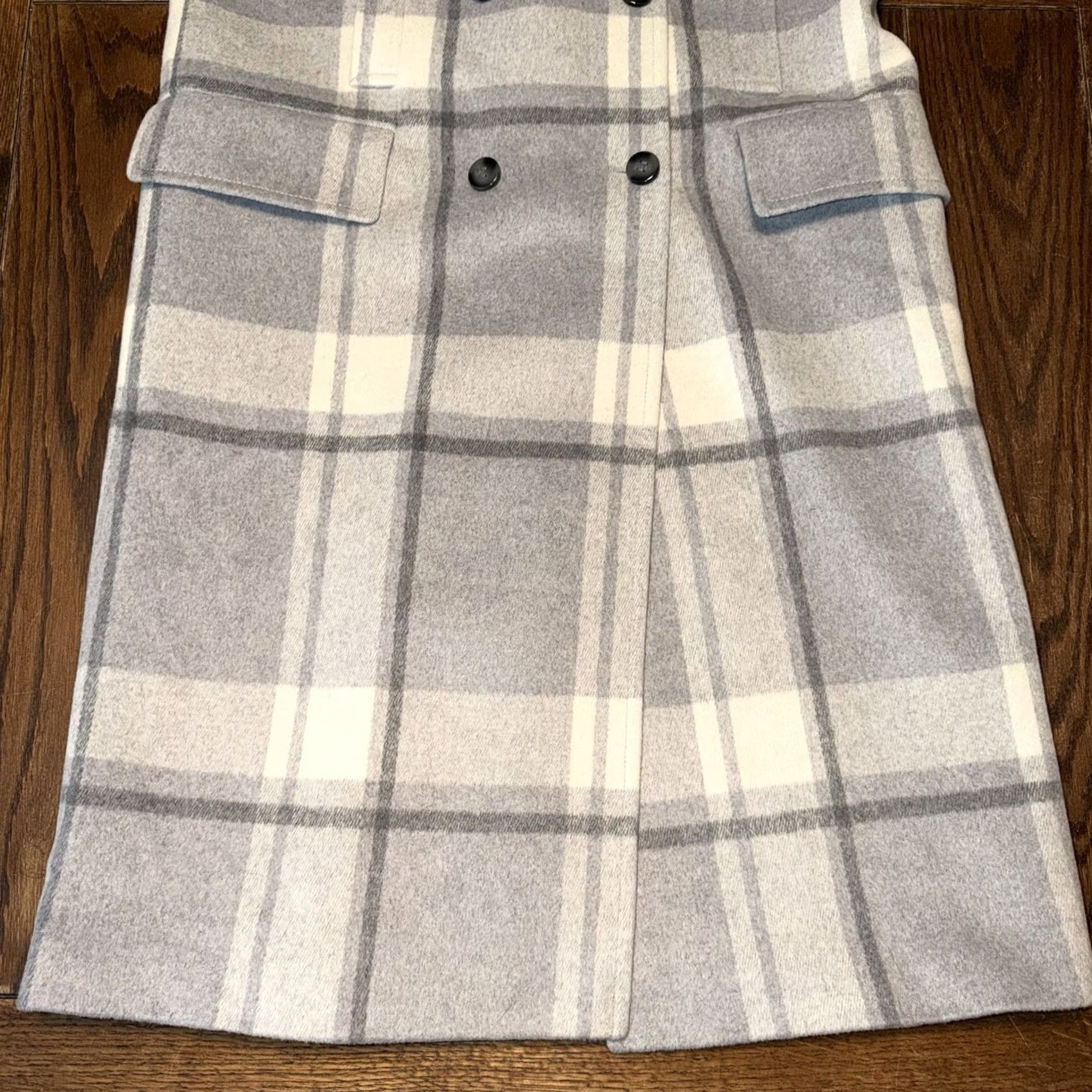Ann Taylor VINTAGE: No Ann Taylor Coat Trench Wool Blend Plaid Gray Long Belted Buttoned Fully Lined Size L Womens Size L / US 10 / IT 46 - 4 Thumbnail
