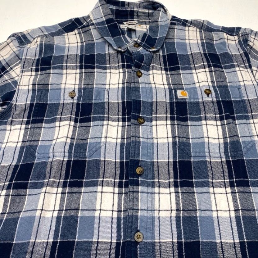 Carhartt VINTAGE Carhartt Shirt Mens XL Blue Trumbull Plaid Long Sleeve Relaxed Workwear Flannel Size US XL / EU 56 / 4 - 5 Thumbnail