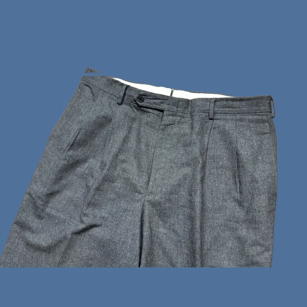 Vintage VINTAGE Corbin Pants Mens 38 Gray Wool Micro Check trousers Pleated Cuffed Men 38X28 Size US 38 / EU 54 - 1 Thumbnail