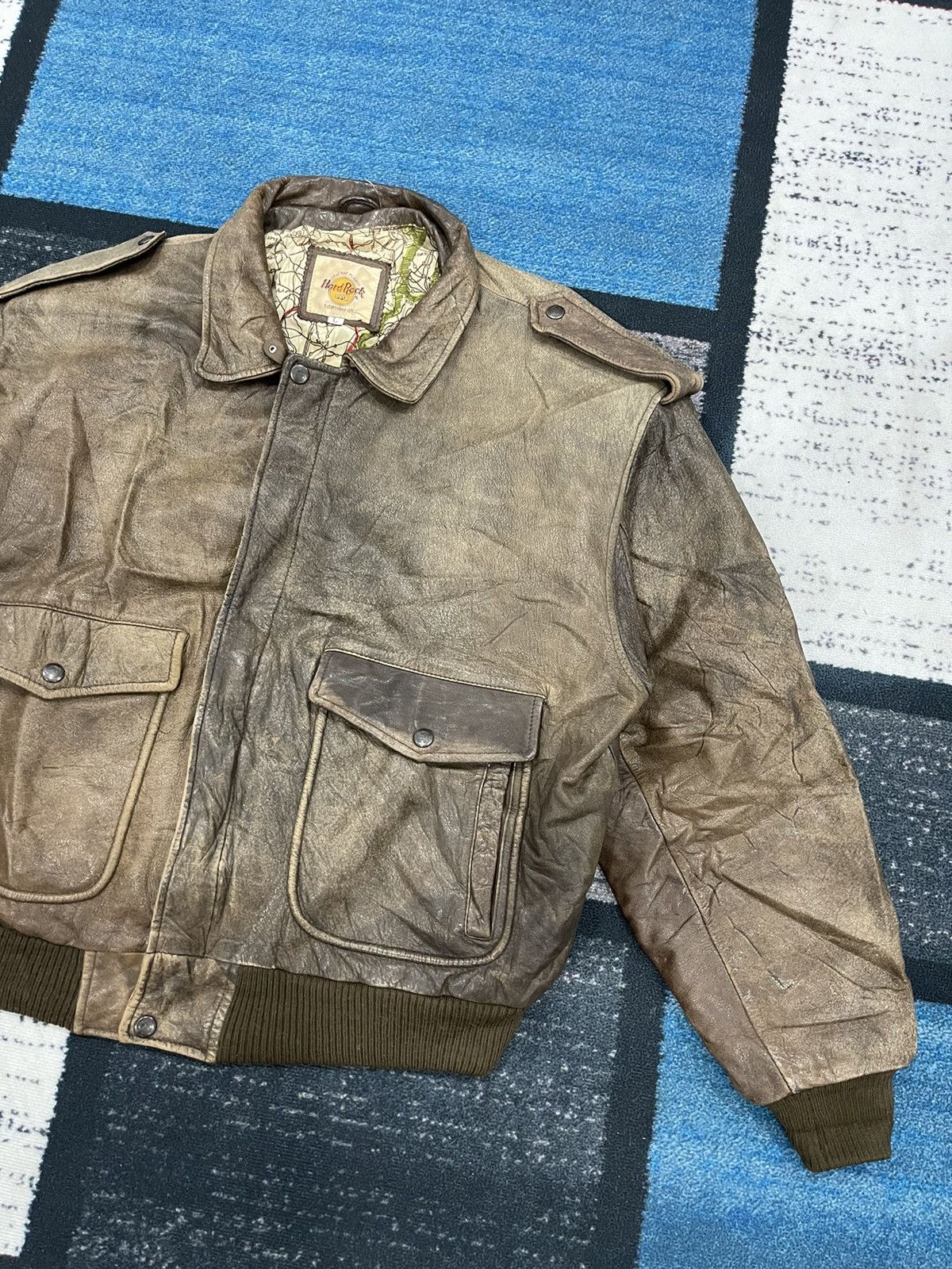 Hard Rock Cafe Vintage Hard Rock Cafe Leather Bomber Jacket Size US L / EU 52-54 / 3 - 3 Thumbnail
