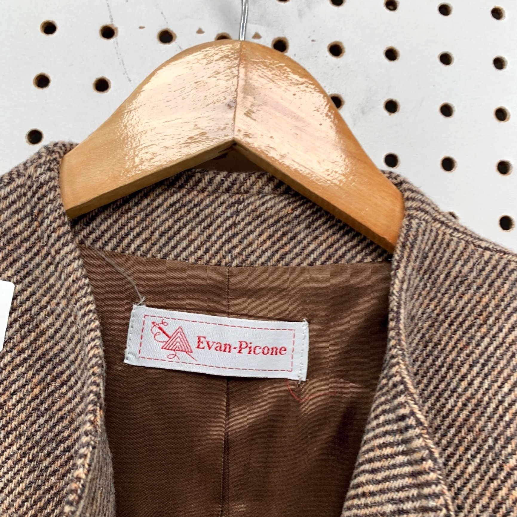 Evan Picone VINTAGE Evan Picone Wool Tweed Blazer Skirt Set Womens Medium Brown Union USA Size 32" / US 10 / IT 46 - 3 Thumbnail