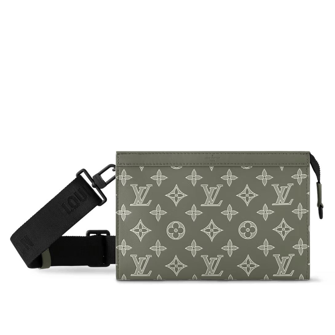 Leather x Louis Vuitton Gaston Wearable Wallet Messenger Bag Olive Green M13197, Men's