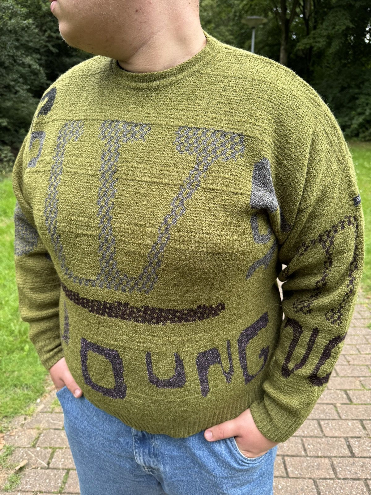 Hugo Boss Hugo Boss Green Knit Sweater “Young” Graphic – Olive Green Size US L / EU 52-54 / 3 - 4 Thumbnail
