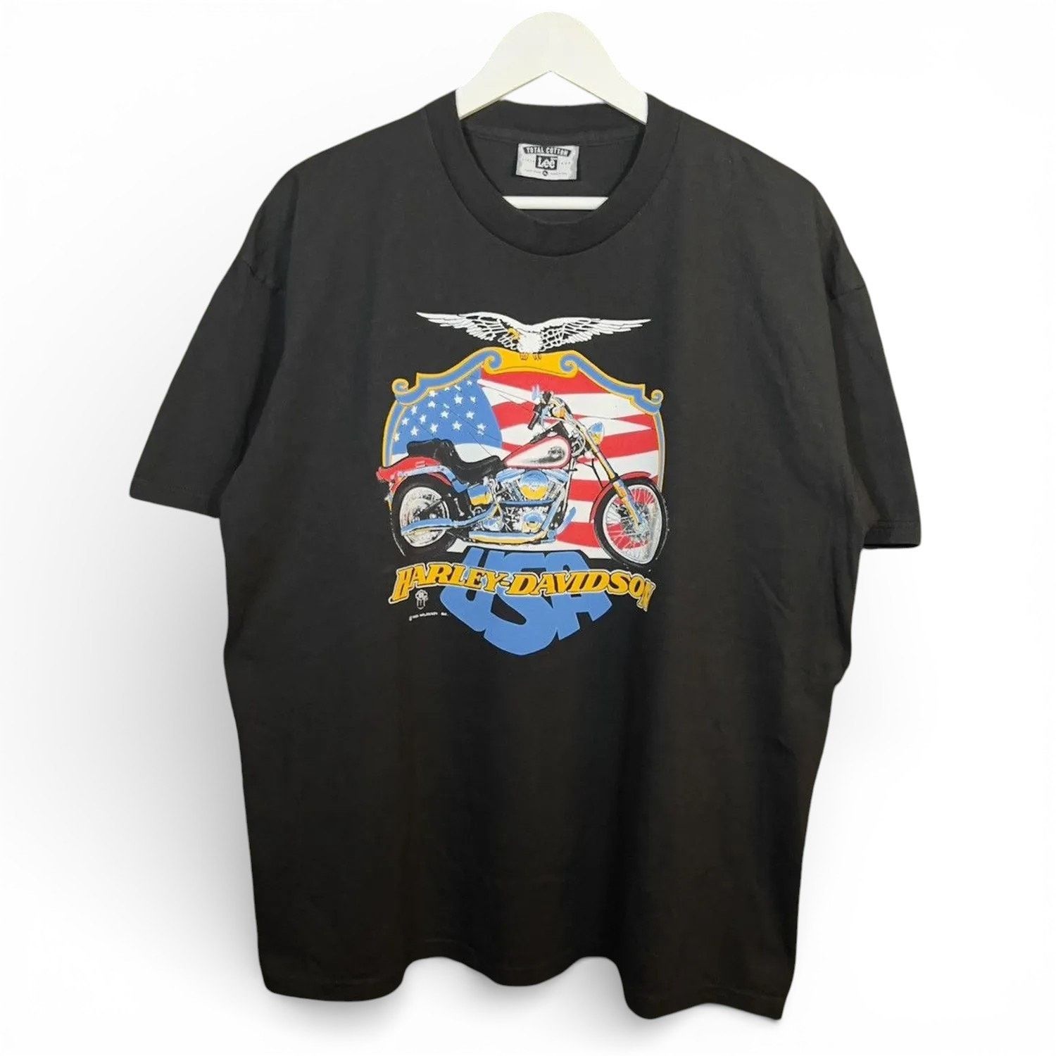 Harley Davidson Vintage 90s Harley Davidson USA Flag Graphic Logo Tee Shirt Size US XL / EU 56 / 4 - 1 Thumbnail