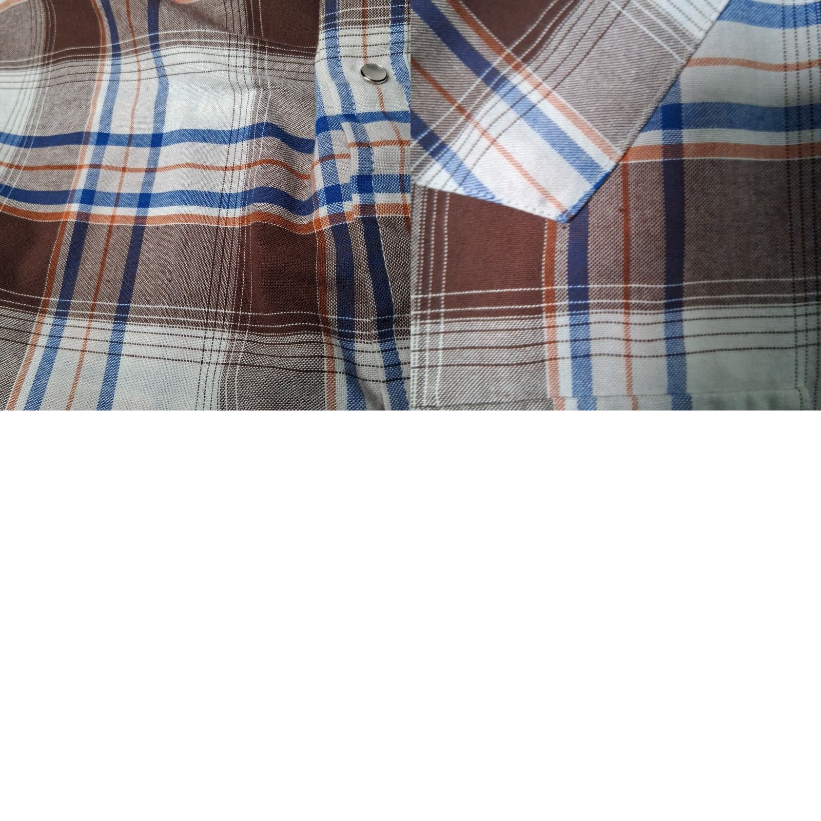 Vintage Ely Cattleman Shirt Men 2XL Plaid Brown Blue Pearl Snap Western Workwear Button-Up Pocket Short Sleeve Casual Ranchwear Size US XXL / EU 58 / 5 - 9 Thumbnail