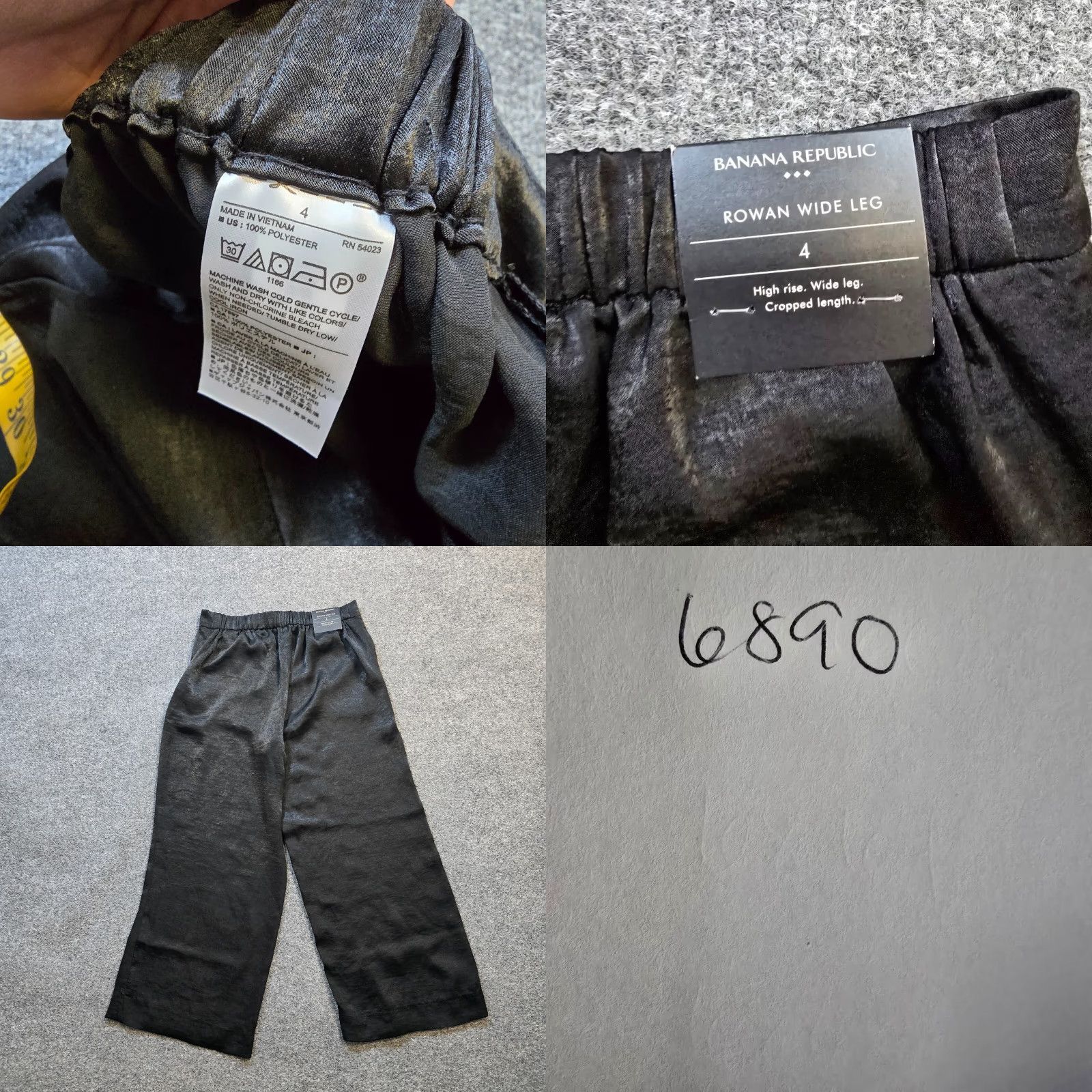 Banana Republic Banana Republic Pants Womens Size 4 Black Satin Rowan Wide-Leg Cropped Cocktail U.S. Shipping Women Size 27" / US 4 / IT 40 - 8 Thumbnail