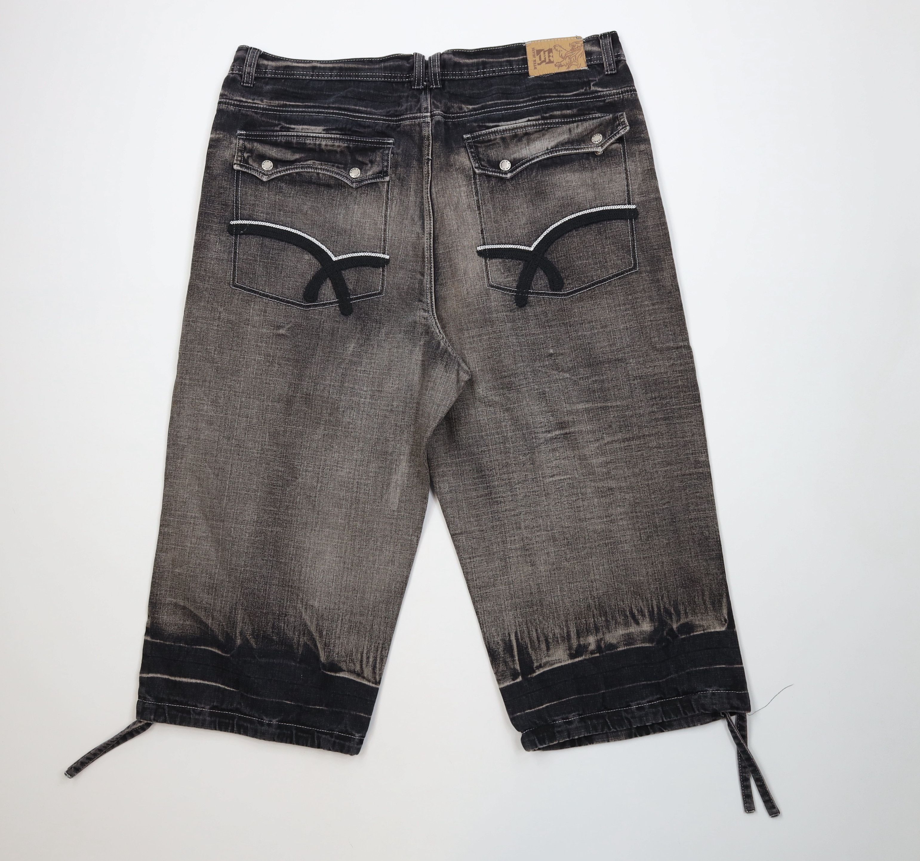 Vintage Vintage 90s Y2K Streetwear Tie Cuff Capris Denim Jeans Black Size US 42 / EU 58 - 10 Thumbnail