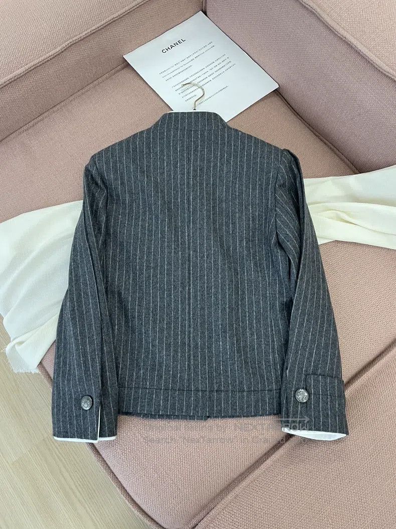 Chanel Chanel German Hamburg Series Gray Stand-up Collar Striped Size XS / US 0-2 / IT 36-38 - 3 Thumbnail