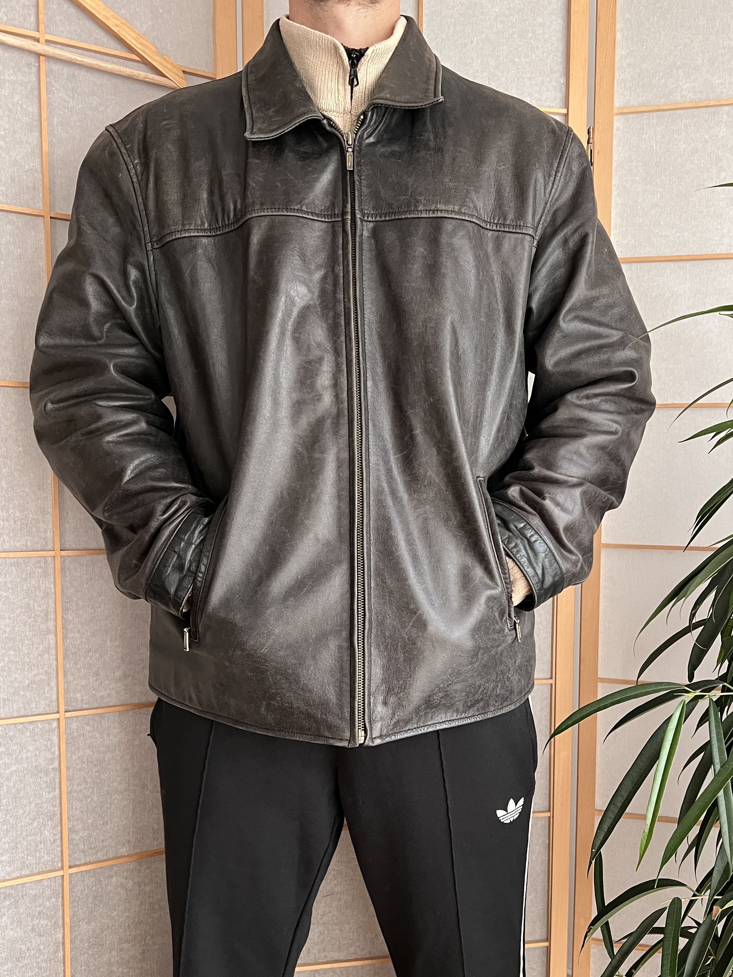 If Six Was Nine Vintage 90s Faded Leather coat hard jacket baggy y2k opium Size US L / EU 52-54 / 3 - 8 Thumbnail